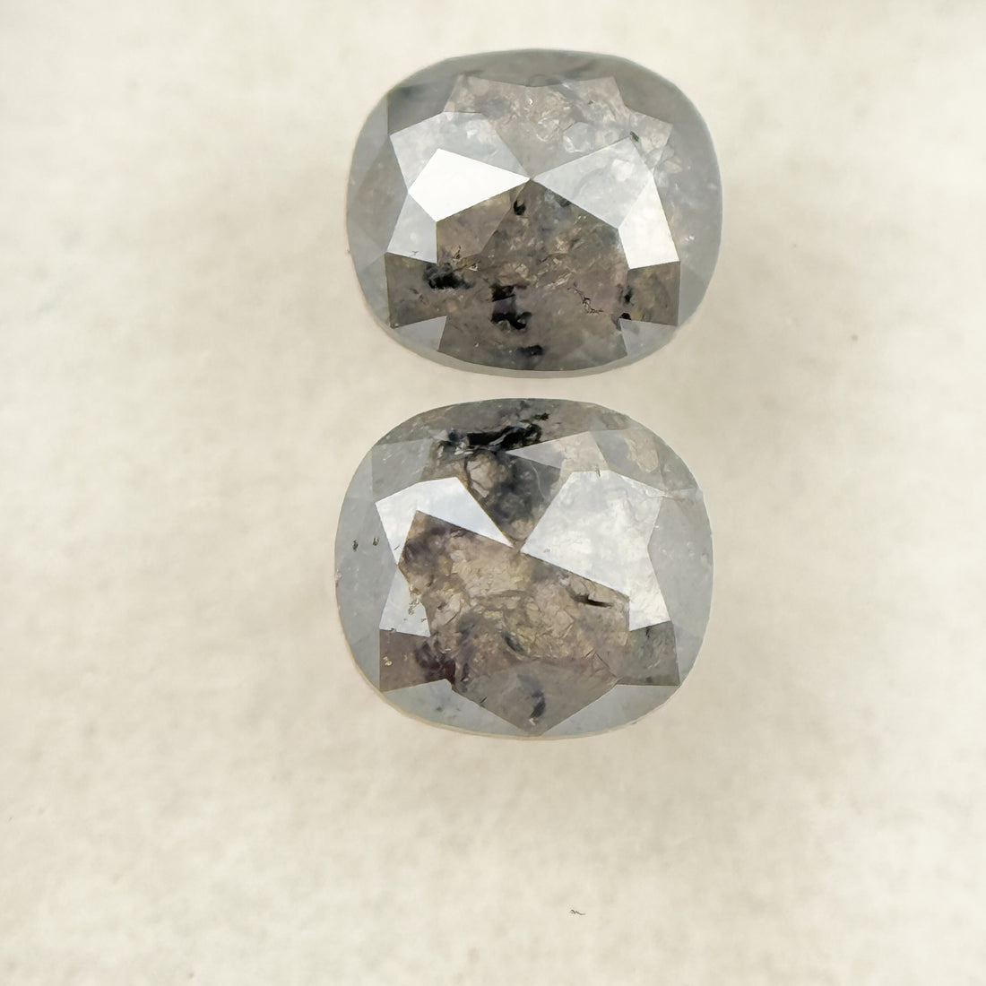 1.19 Ct Cushion Rose Cut Grey Natural Salt and Pepper Diamond