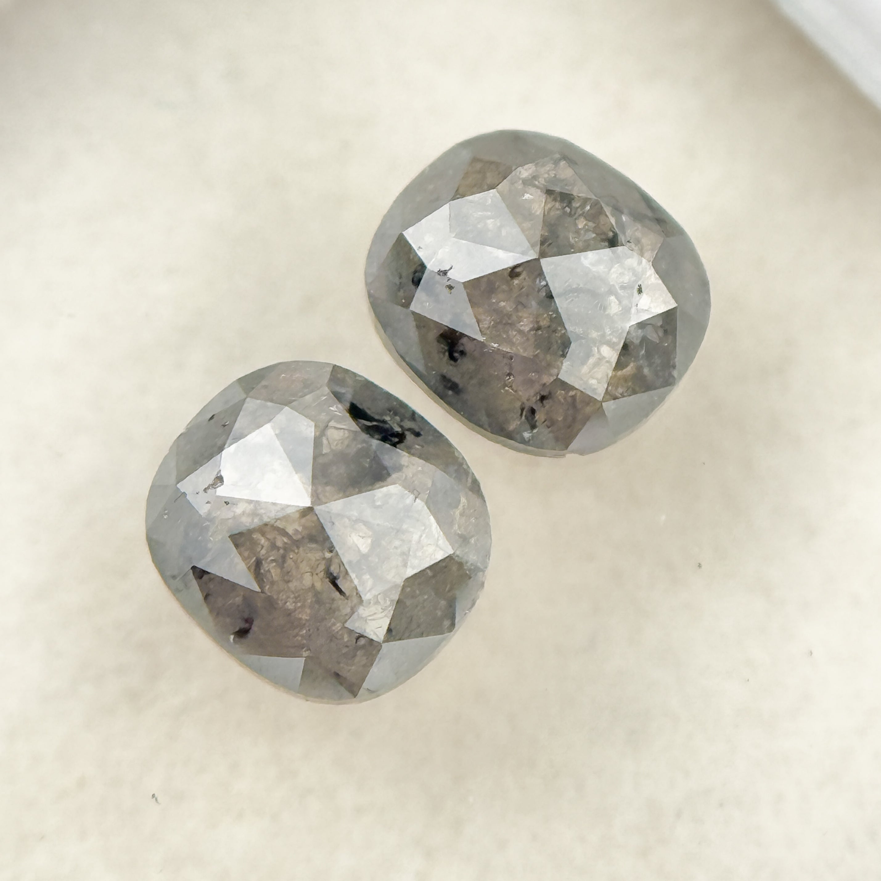 1.19 Ct Cushion Rose Cut Grey Natural Salt and Pepper Diamond