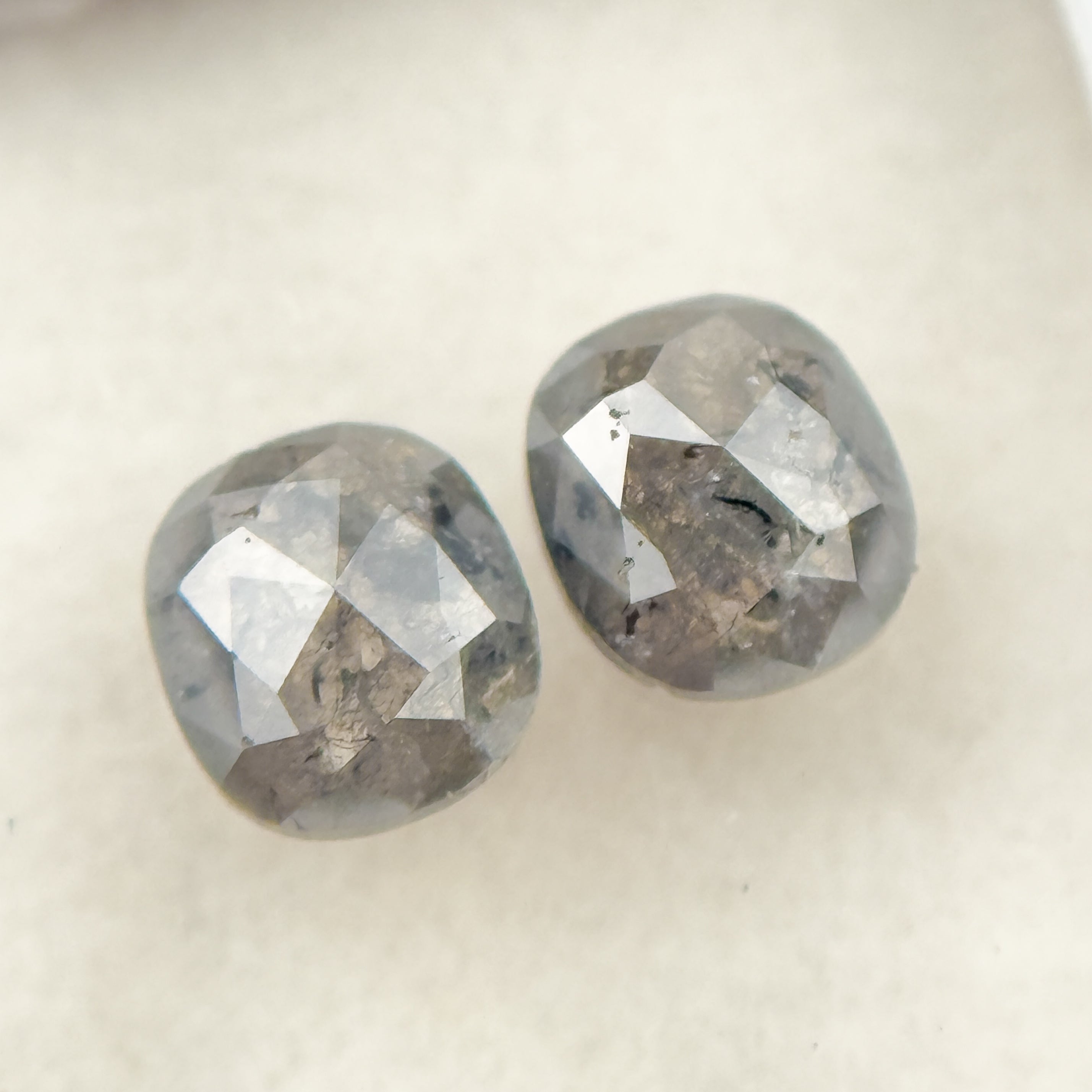 1.19 Ct Cushion Rose Cut Grey Natural Salt and Pepper Diamond
