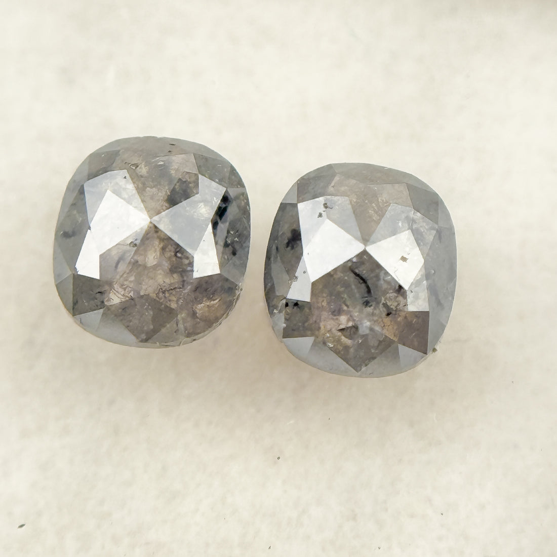 1.19 Ct Cushion Rose Cut Grey Natural Salt and Pepper Diamond