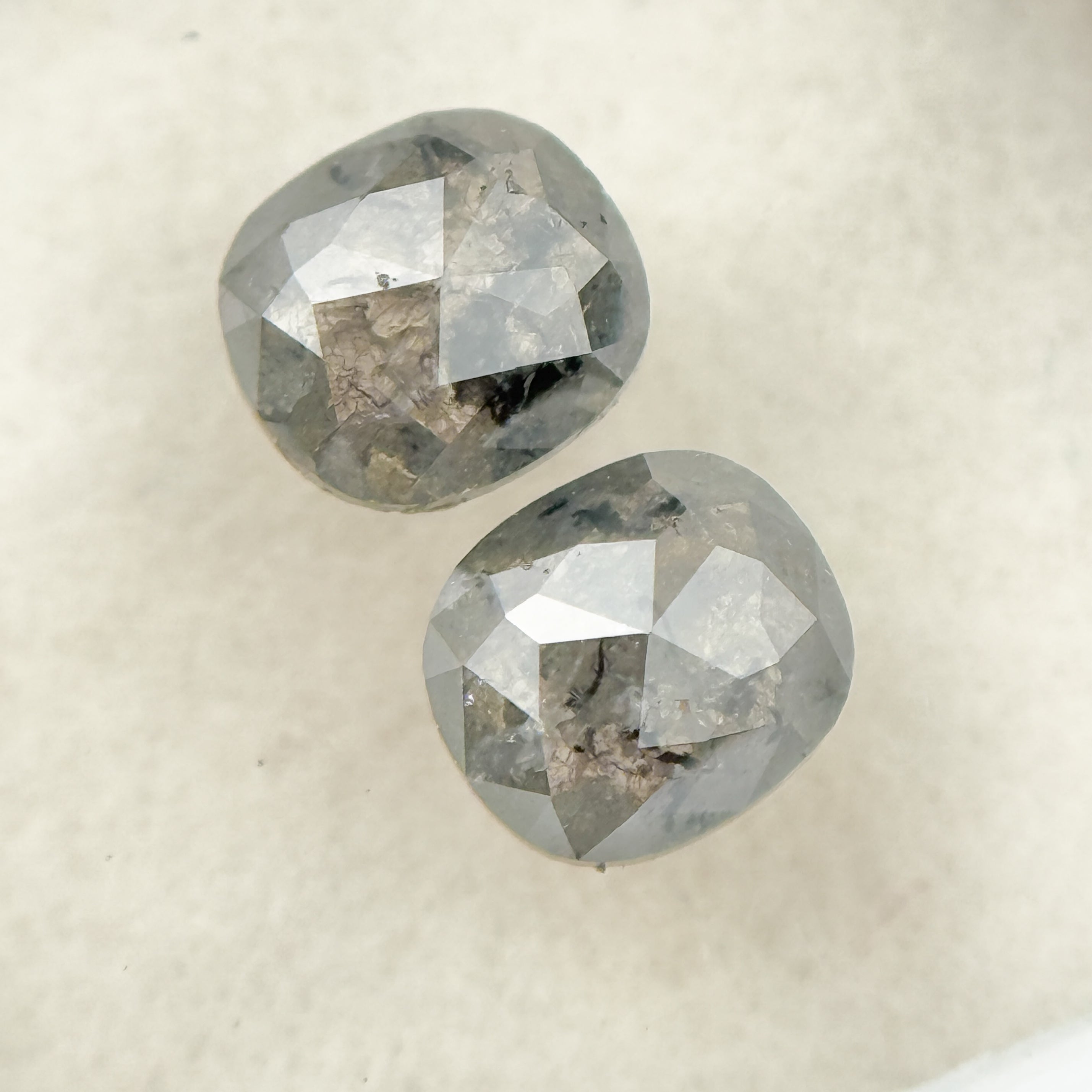 1.19 Ct Cushion Rose Cut Grey Natural Salt and Pepper Diamond