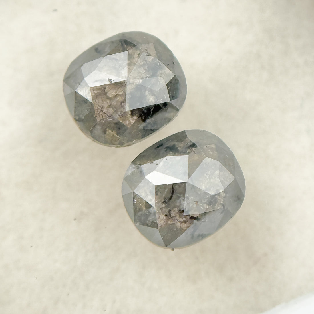 1.19 Ct Cushion Rose Cut Grey Natural Salt and Pepper Diamond