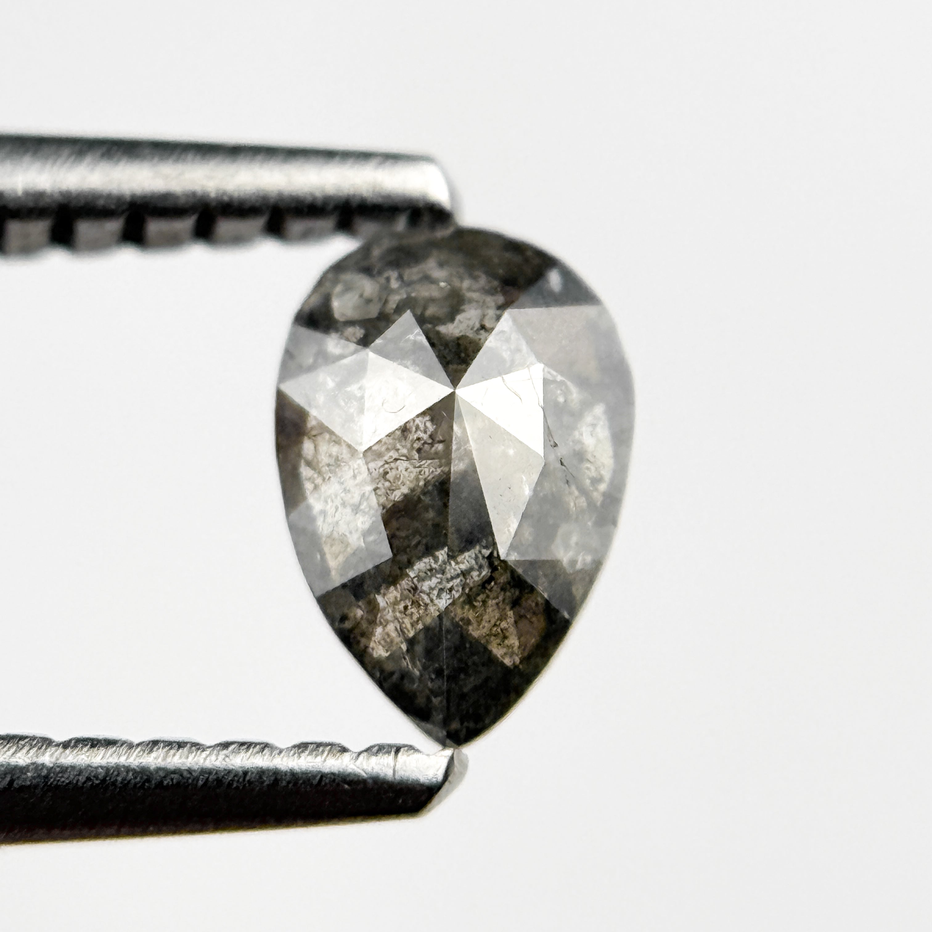 0.37 Ct Pear Rose Cut Grey Natural Salt and Pepper Diamond