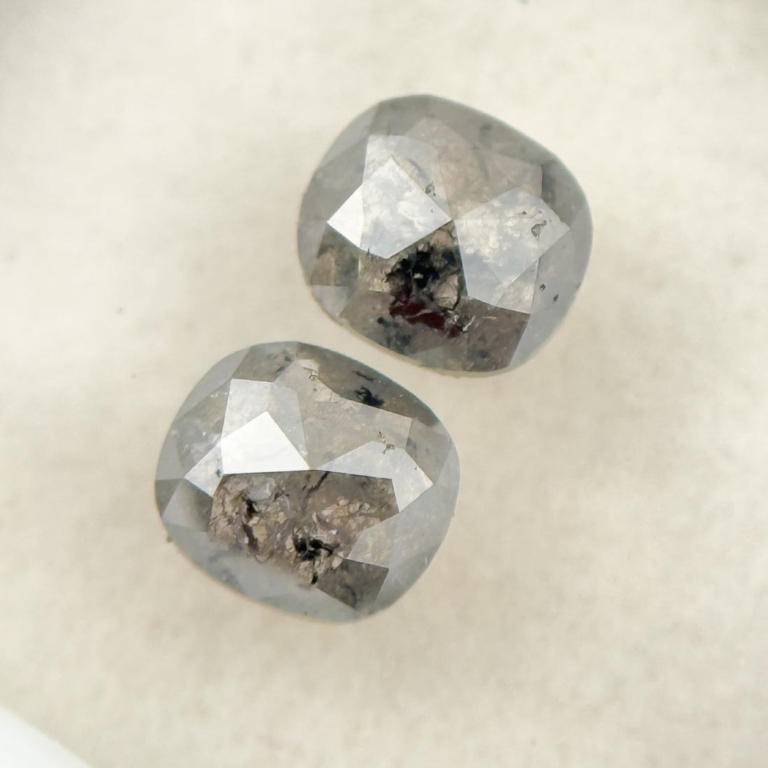 1.19 Ct Cushion Rose Cut Grey Natural Salt and Pepper Diamond