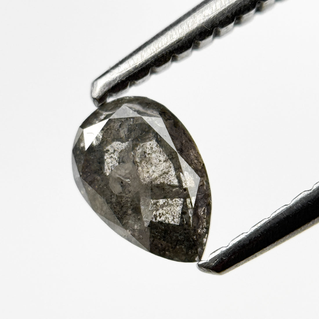 0.37 Ct Pear Rose Cut Grey Natural Salt and Pepper Diamond