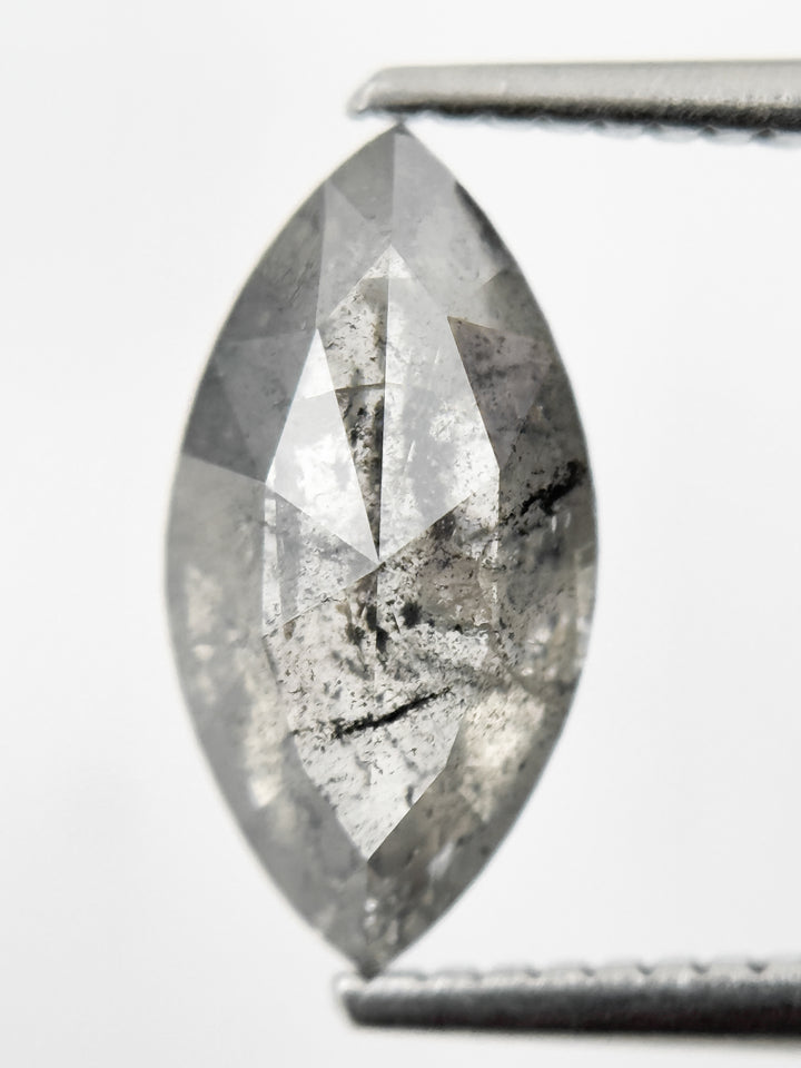2.23 Ct Marquise Rose Cut Grey Natural Salt and Pepper Diamond