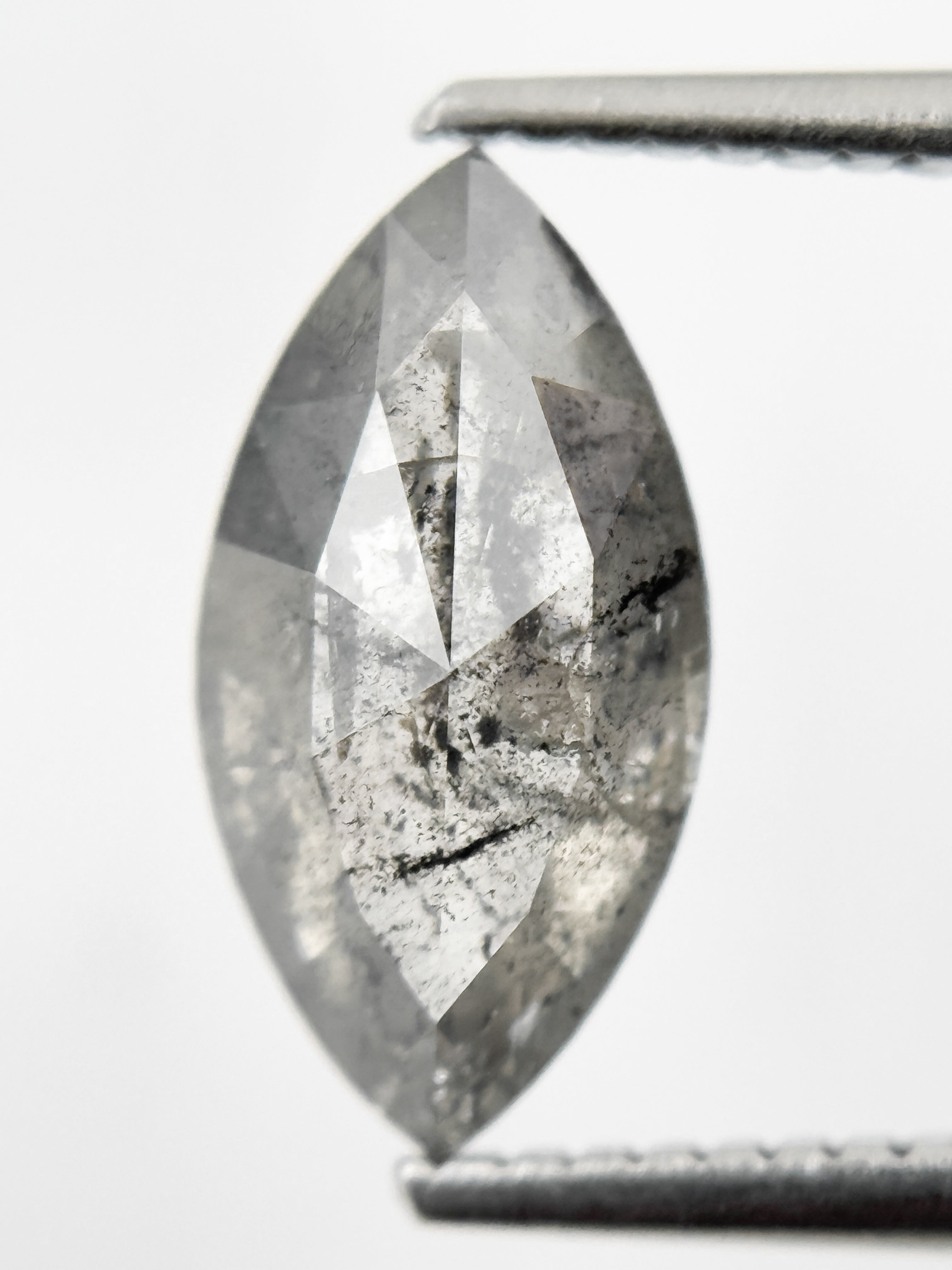 2.22 Ct Marquise Rose Cut Grey Natural Galaxy Diamond