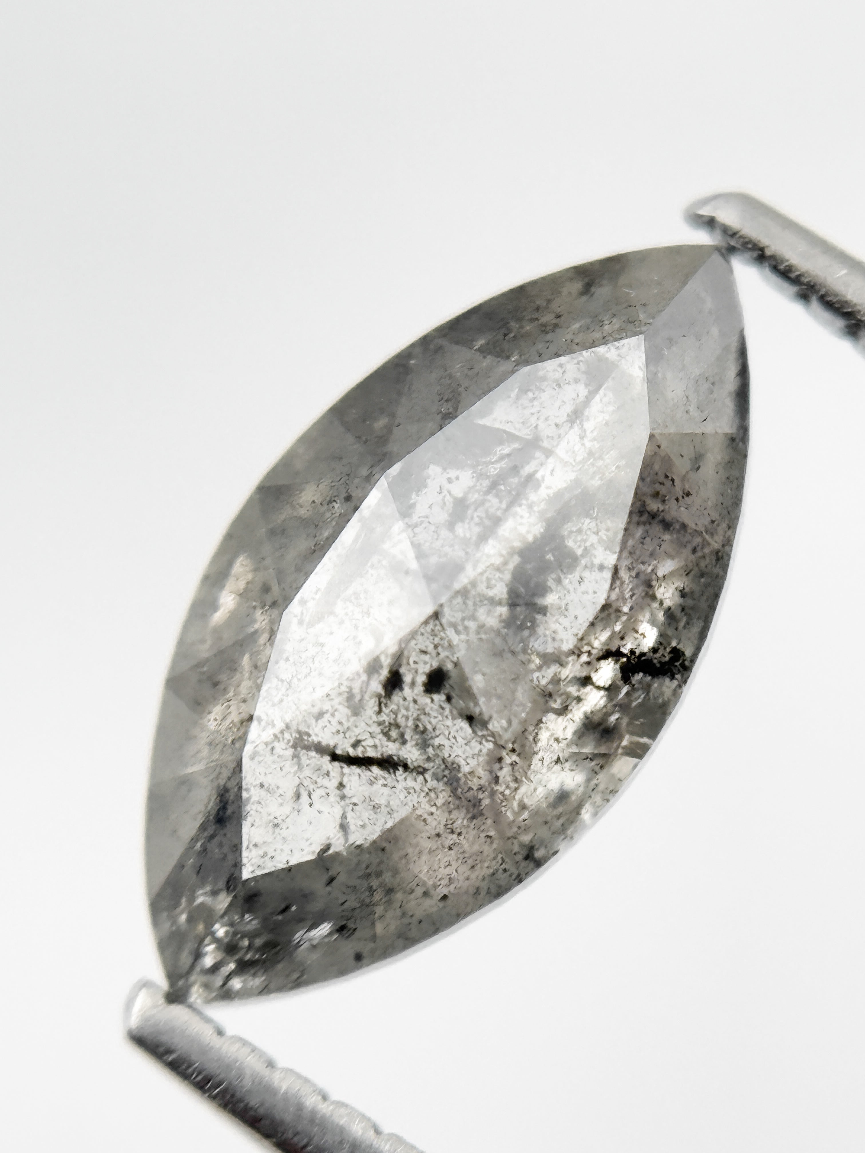 2.22 Ct Marquise Rose Cut Grey Natural Galaxy Diamond