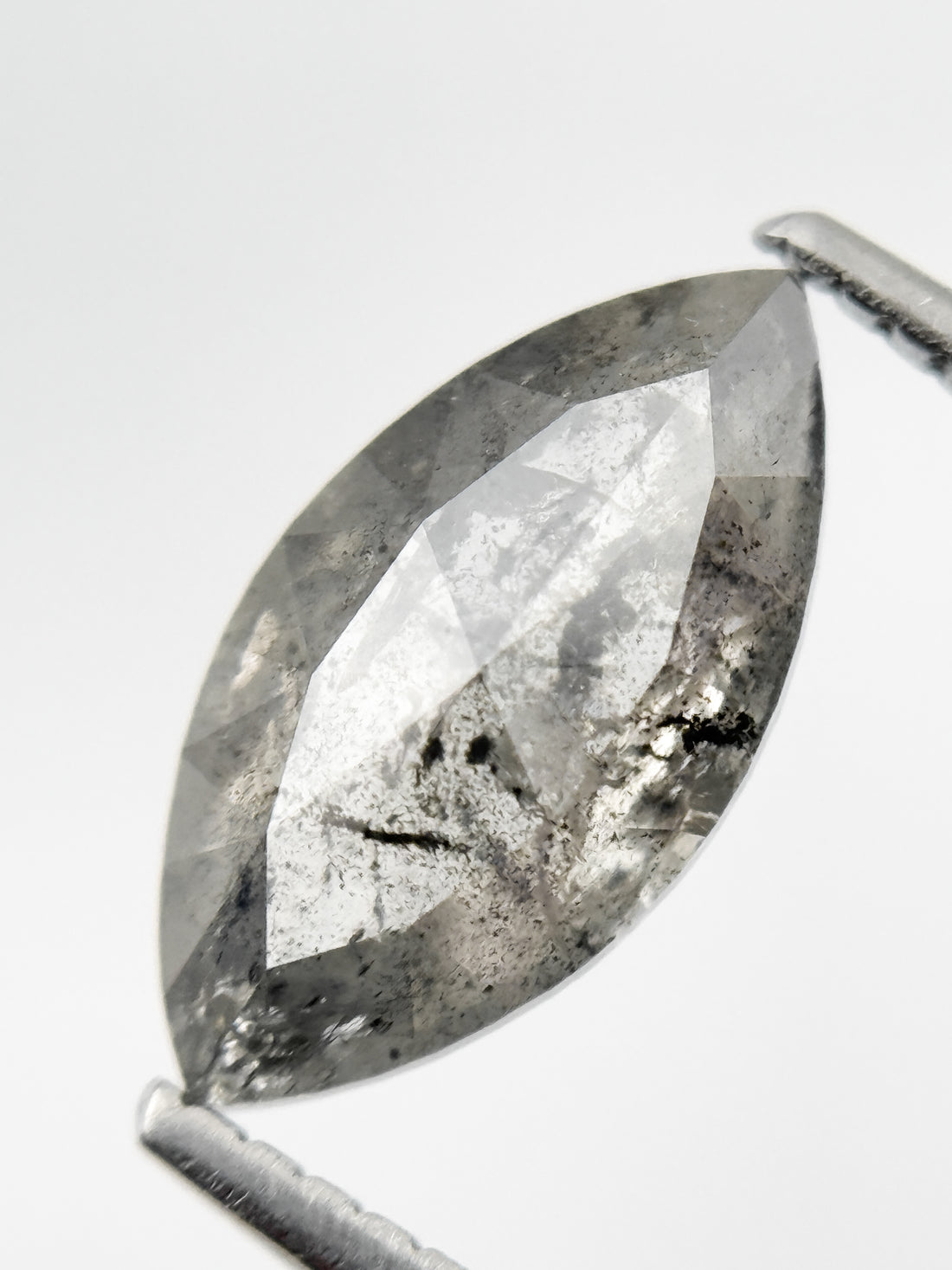 2.22 Ct Marquise Rose Cut Grey Natural Galaxy Diamond
