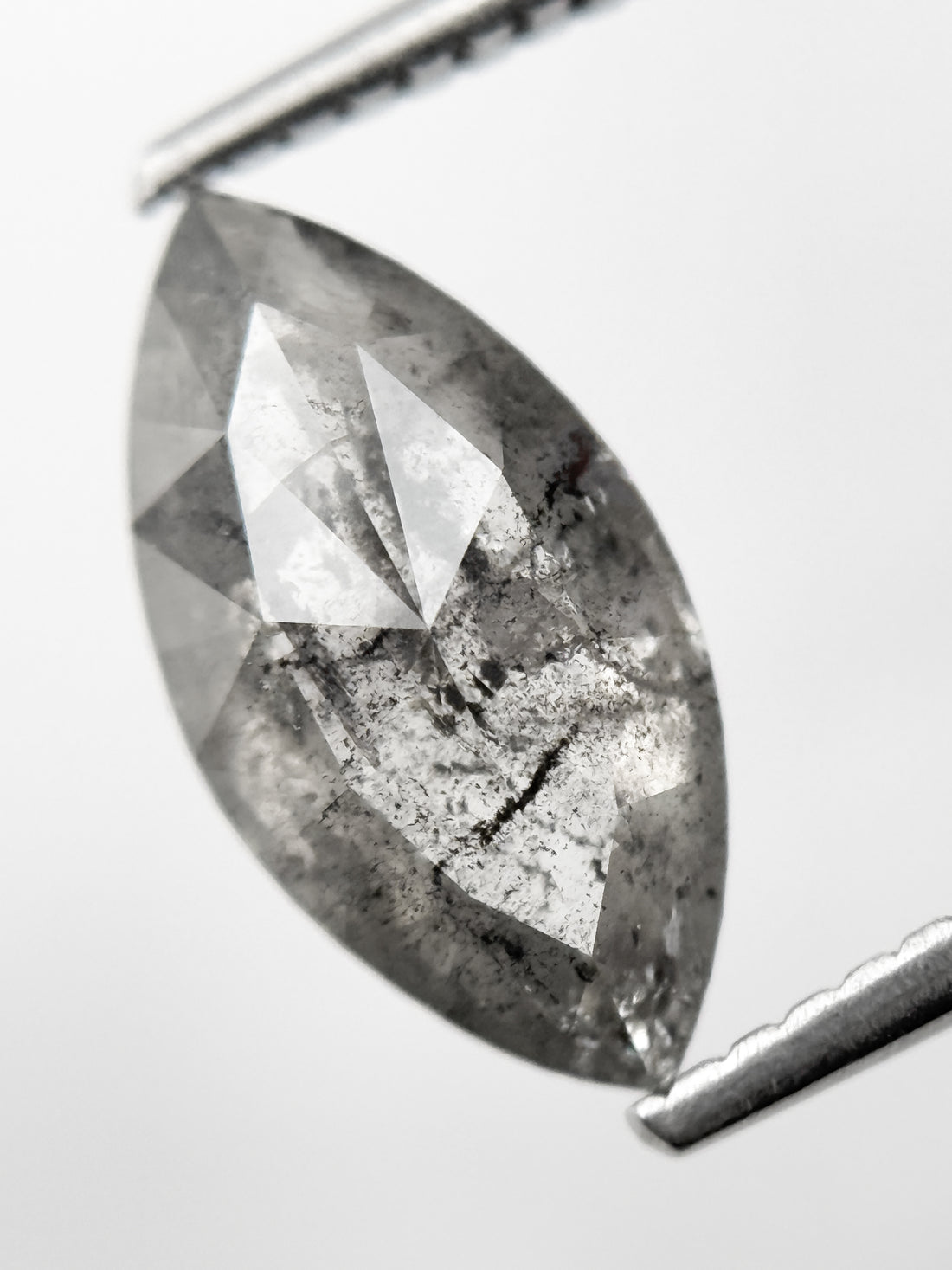 2.22 Ct Marquise Rose Cut Grey Natural Galaxy Diamond