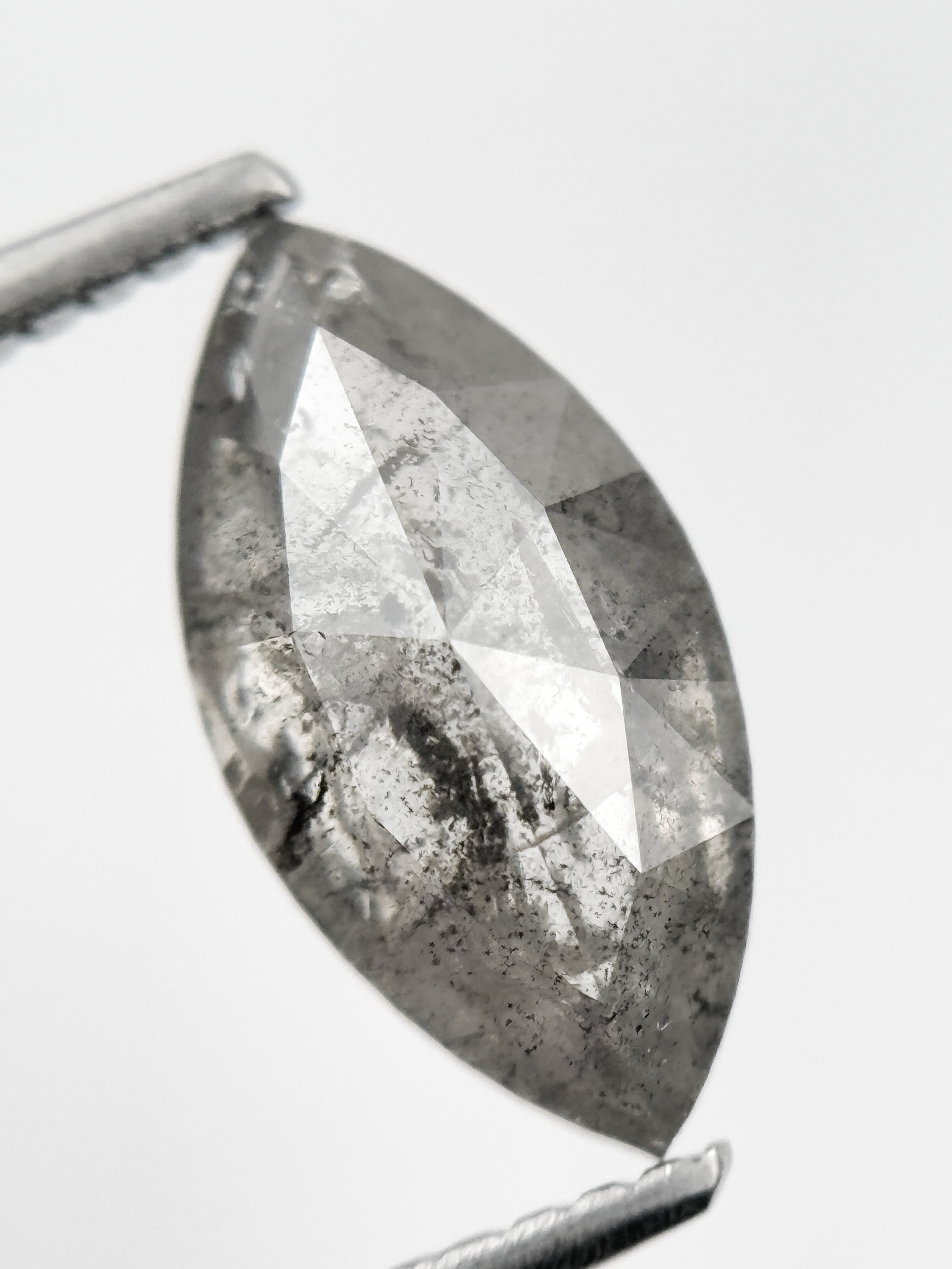 2.23 Ct Marquise Rose Cut Grey Natural Salt and Pepper Diamond