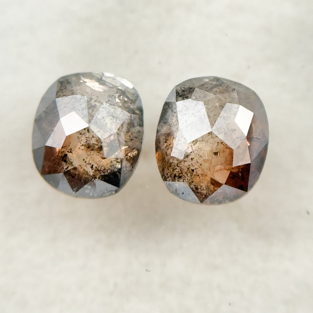 1.92 Ct Oval Rose Cut Red Natural Salt and Pepper Diamond