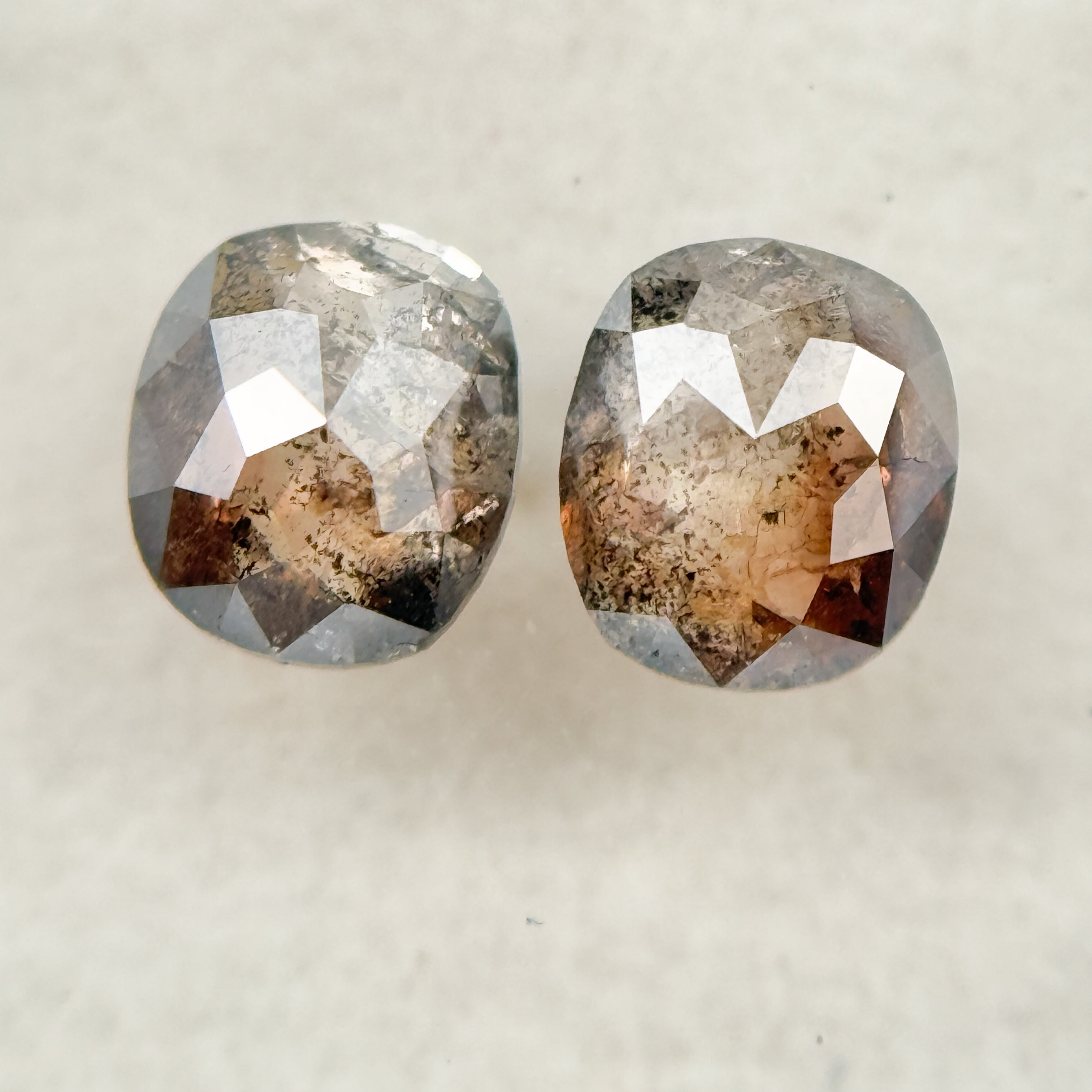 1.92 Ct Oval Rose Cut Red Natural Salt and Pepper Diamond