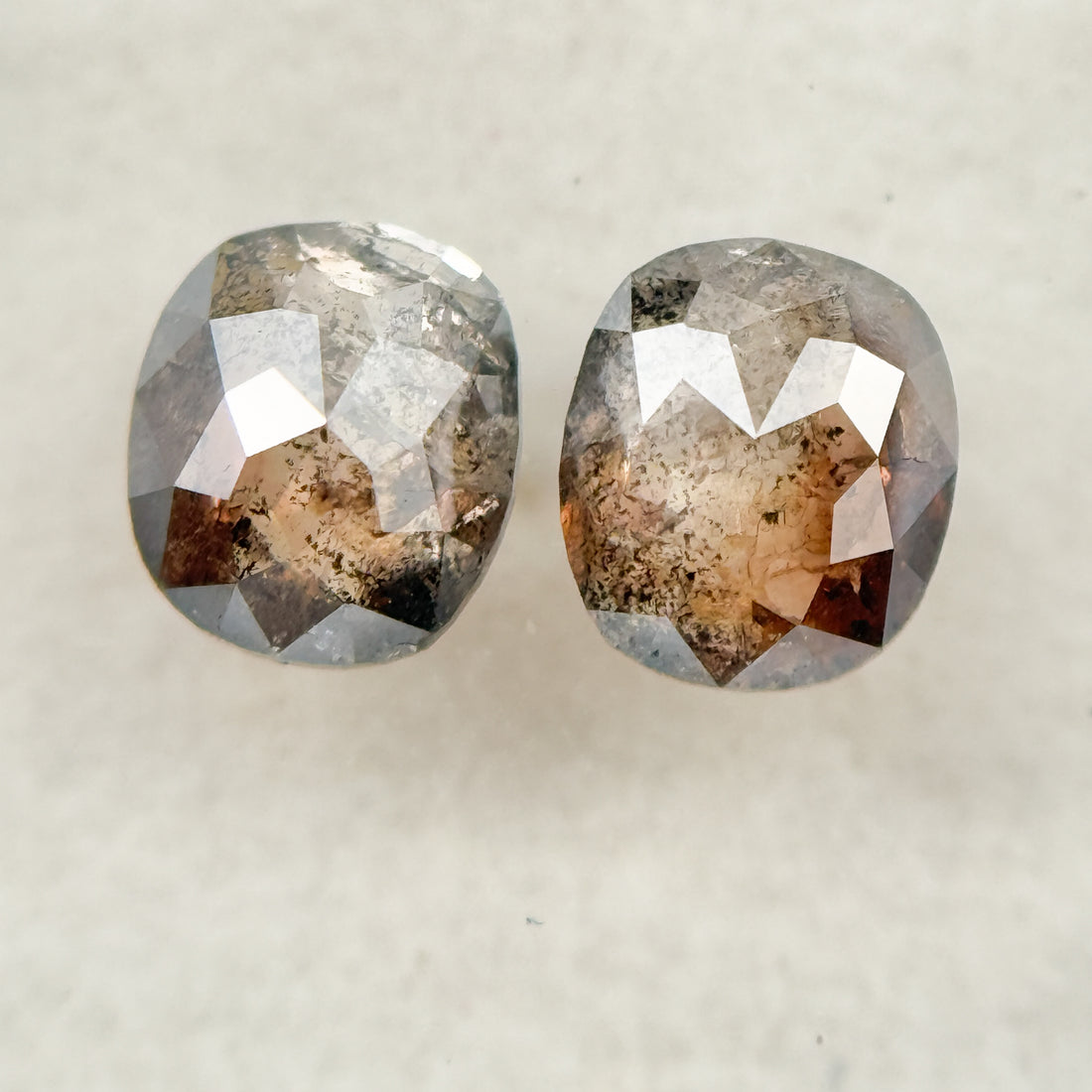 1.92 Ct Oval Rose Cut Red Natural Salt and Pepper Diamond