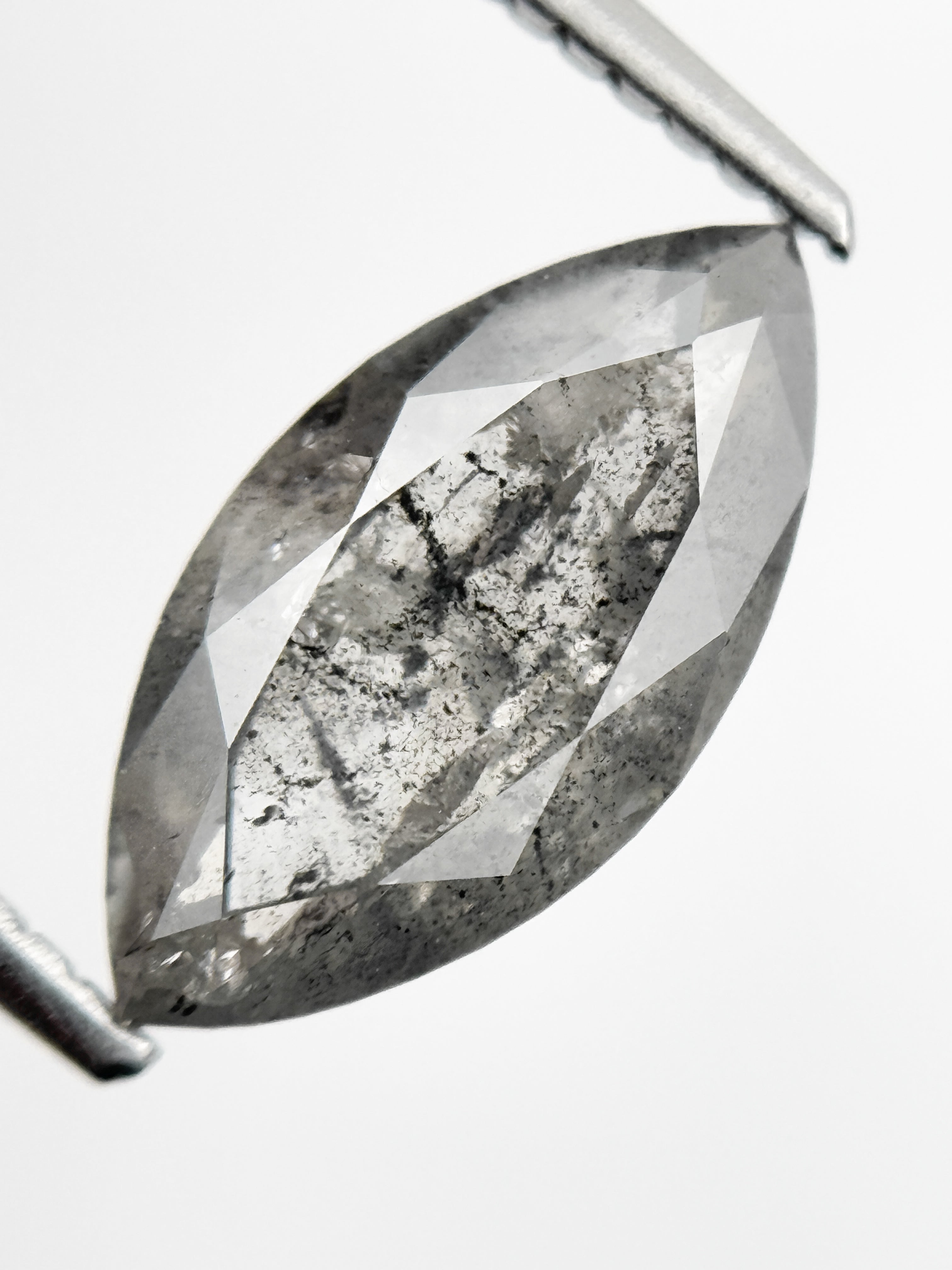2.22 Ct Marquise Rose Cut Grey Natural Galaxy Diamond