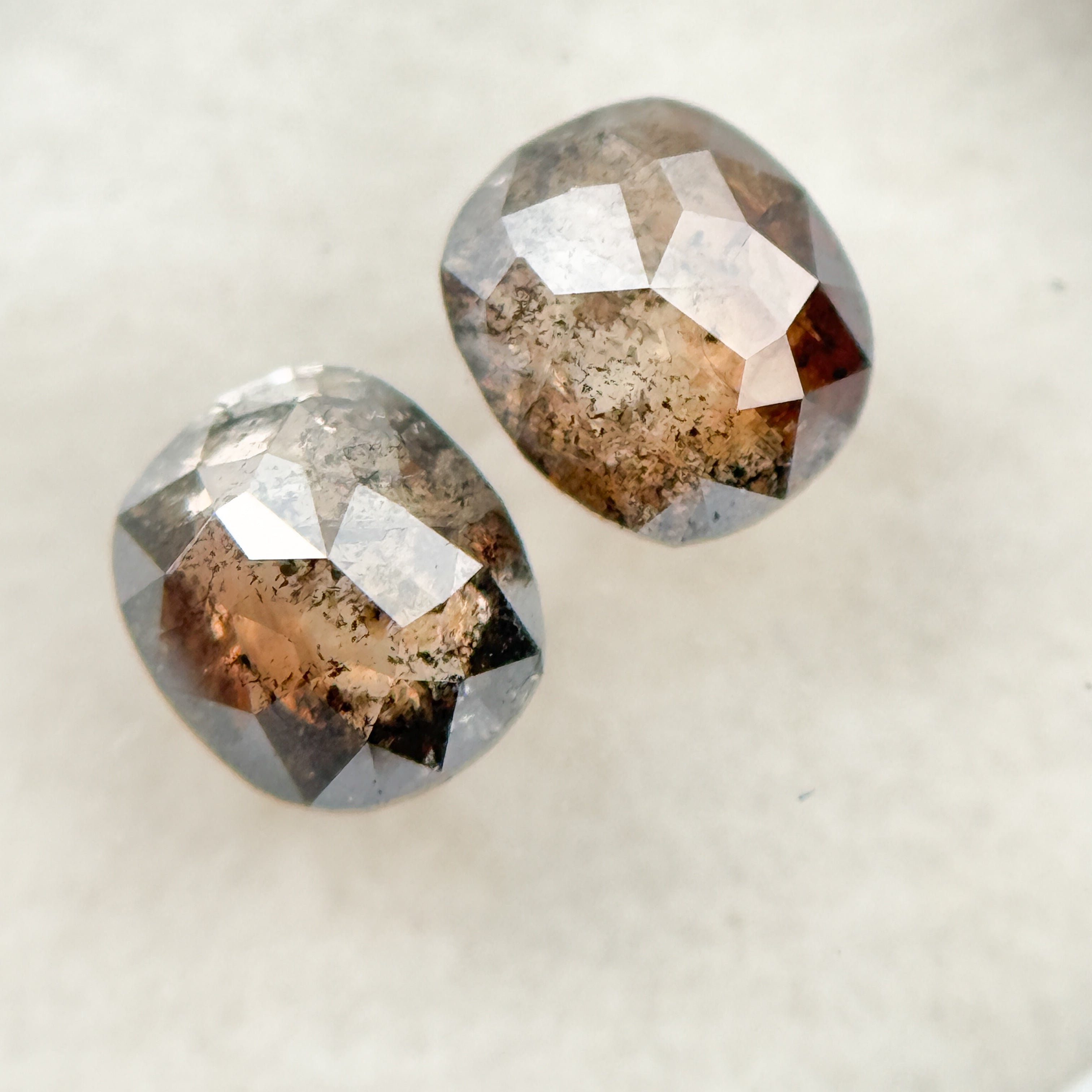 1.92 Ct Oval Rose Cut Red Natural Salt and Pepper Diamond