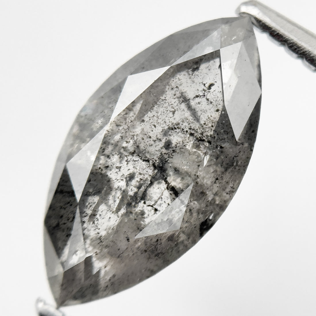 2.23 Ct Marquise Rose Cut Grey Natural Salt and Pepper Diamond