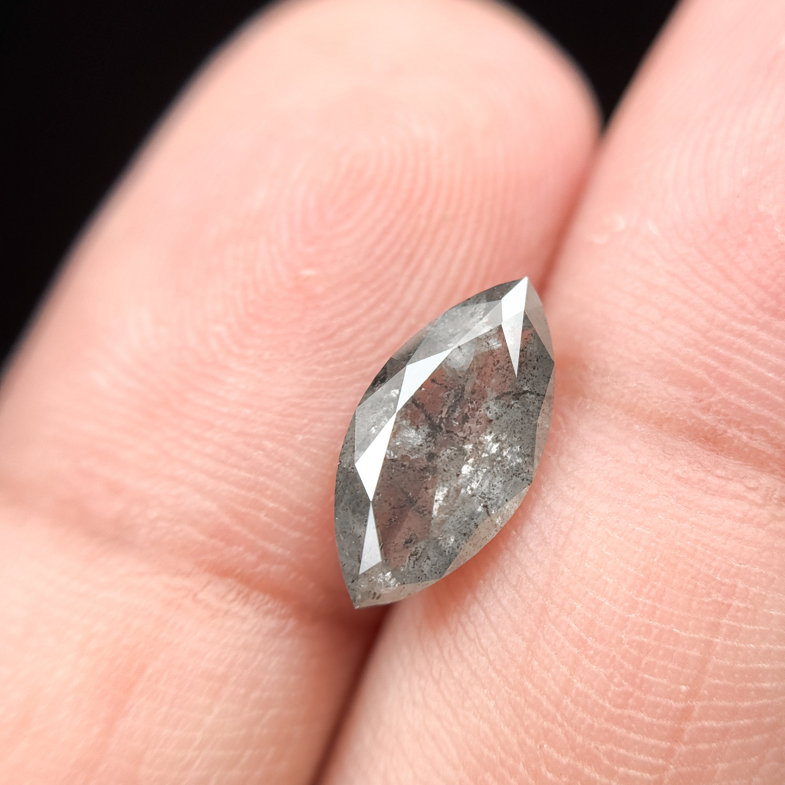 2.22 Ct Marquise Rose Cut Grey Natural Galaxy Diamond