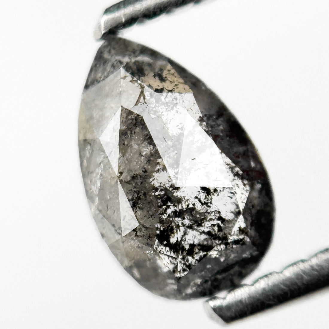 0.75 Ct Pear Rose Cut Grey Natural Salt and Pepper Diamond
