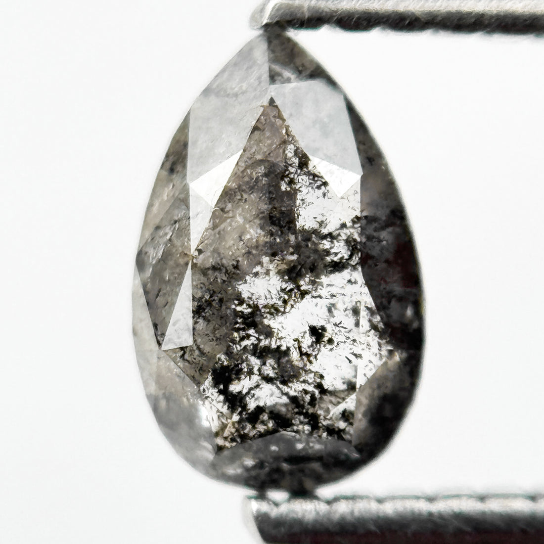 0.75 Ct Pear Rose Cut Grey Natural Salt and Pepper Diamond