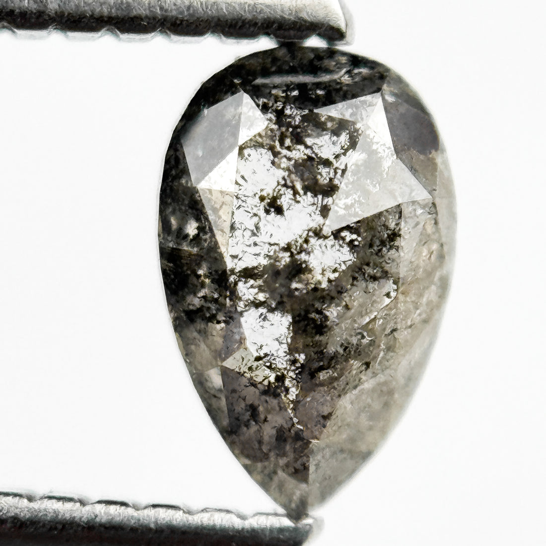 0.75 Ct Pear Rose Cut Grey Natural Salt and Pepper Diamond