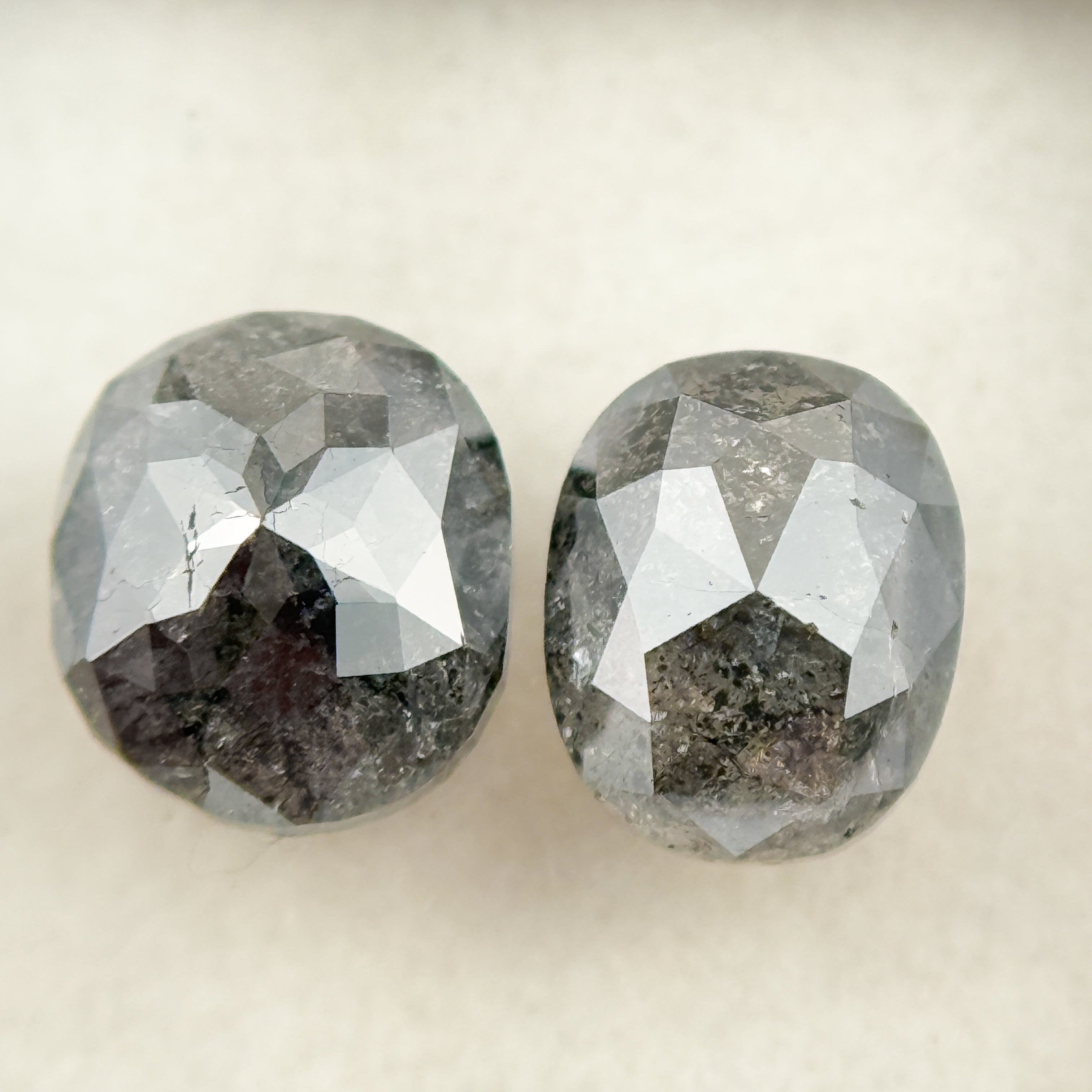 2.76 Ct Oval Rose Cut Grey Natural Salt and Pepper Diamond