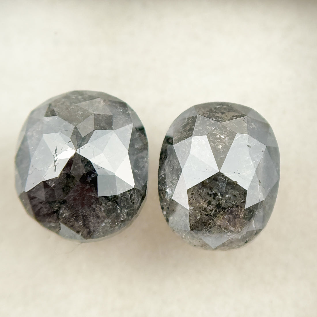 2.76 Ct Oval Rose Cut Grey Natural Salt and Pepper Diamond