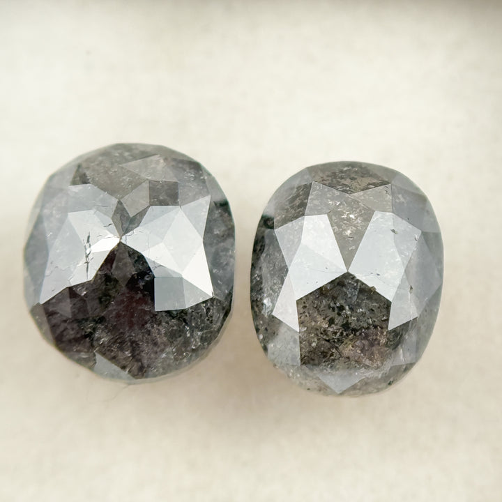 2.76 Ct Oval Rose Cut Grey Natural Salt and Pepper Diamond