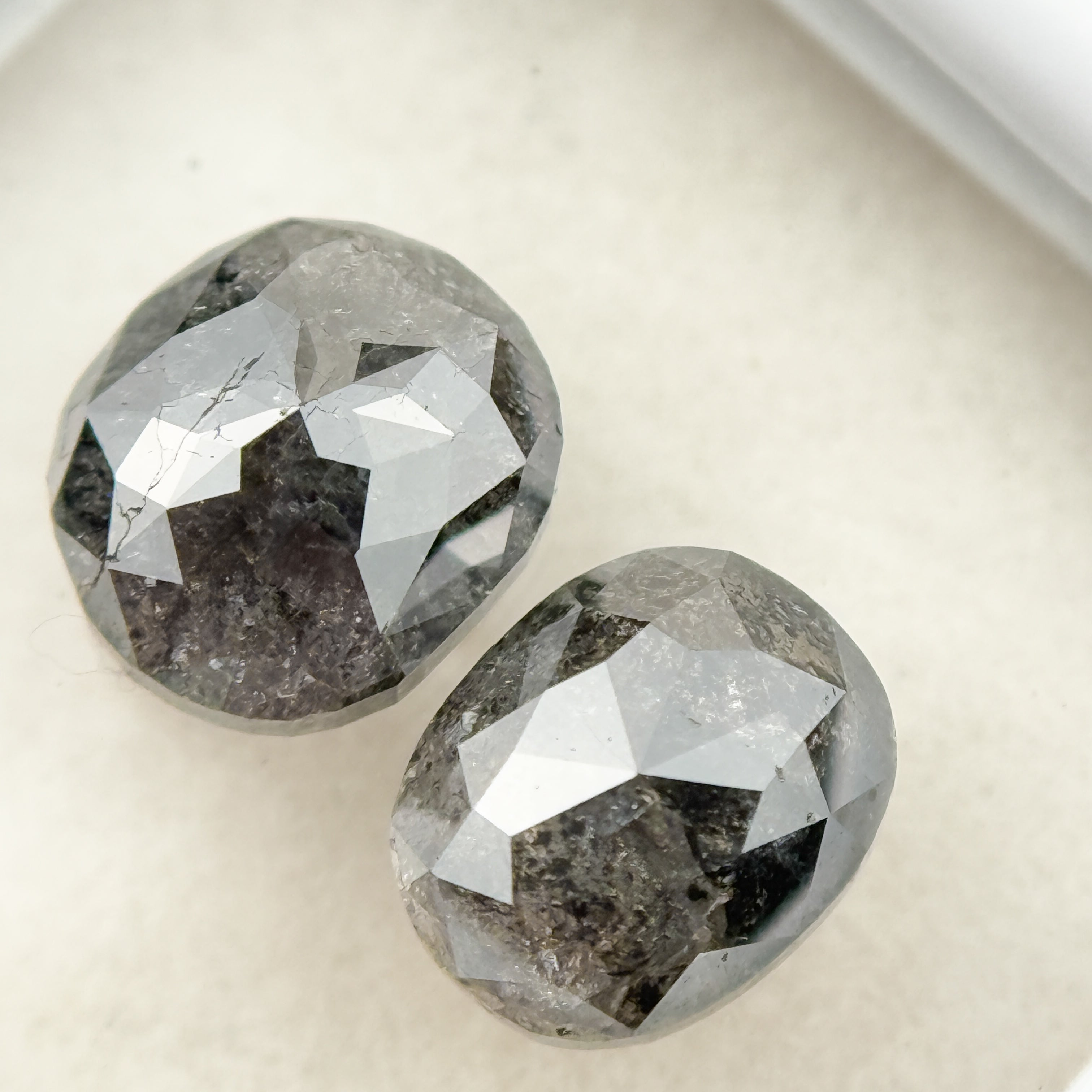 2.76 Ct Oval Rose Cut Grey Natural Salt and Pepper Diamond