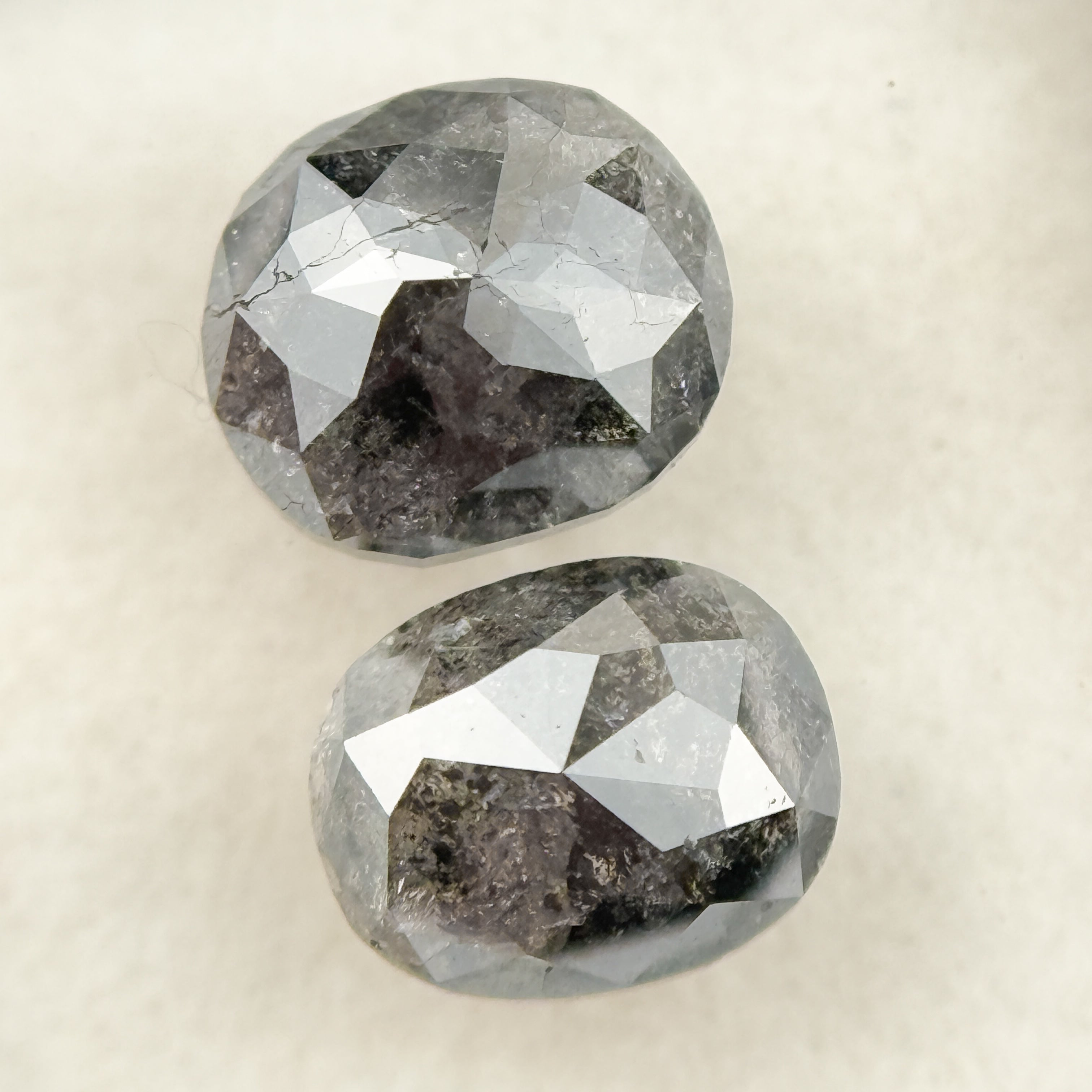 2.76 Ct Oval Rose Cut Grey Natural Salt and Pepper Diamond