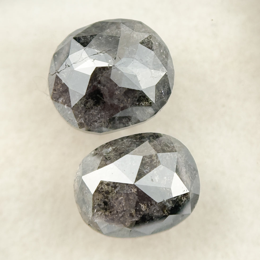 2.76 Ct Oval Rose Cut Grey Natural Salt and Pepper Diamond