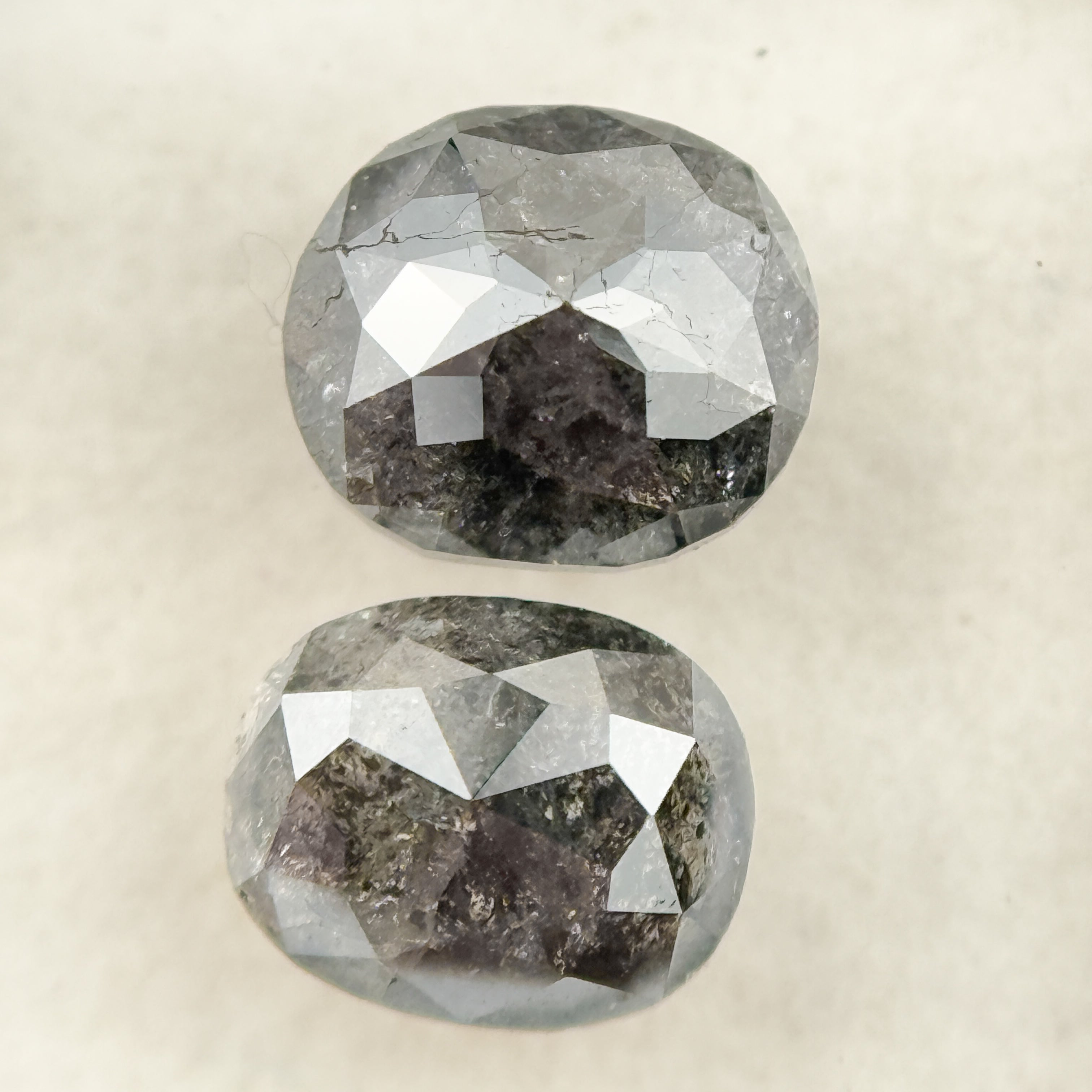 2.76 Ct Oval Rose Cut Grey Natural Salt and Pepper Diamond