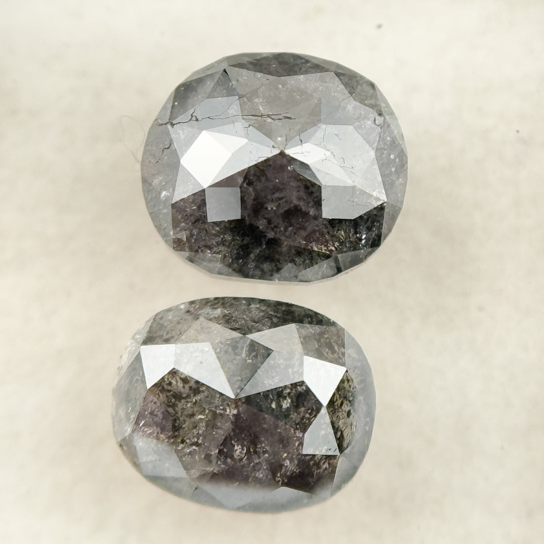 2.76 Ct Oval Rose Cut Grey Natural Salt and Pepper Diamond