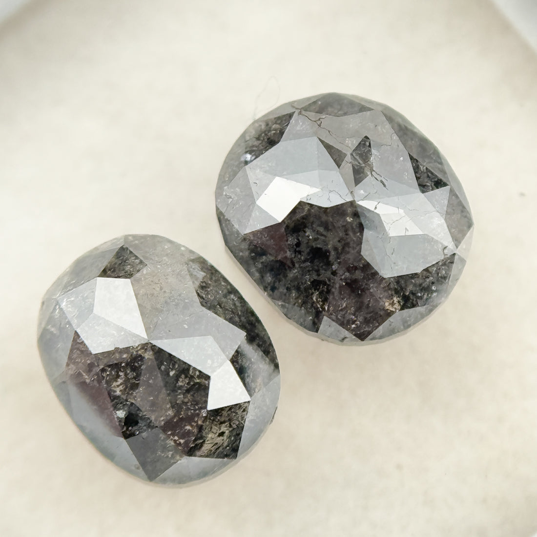 2.76 Ct Oval Rose Cut Grey Natural Salt and Pepper Diamond