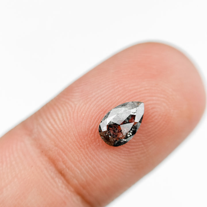0.75 Ct Pear Rose Cut Grey Natural Salt and Pepper Diamond