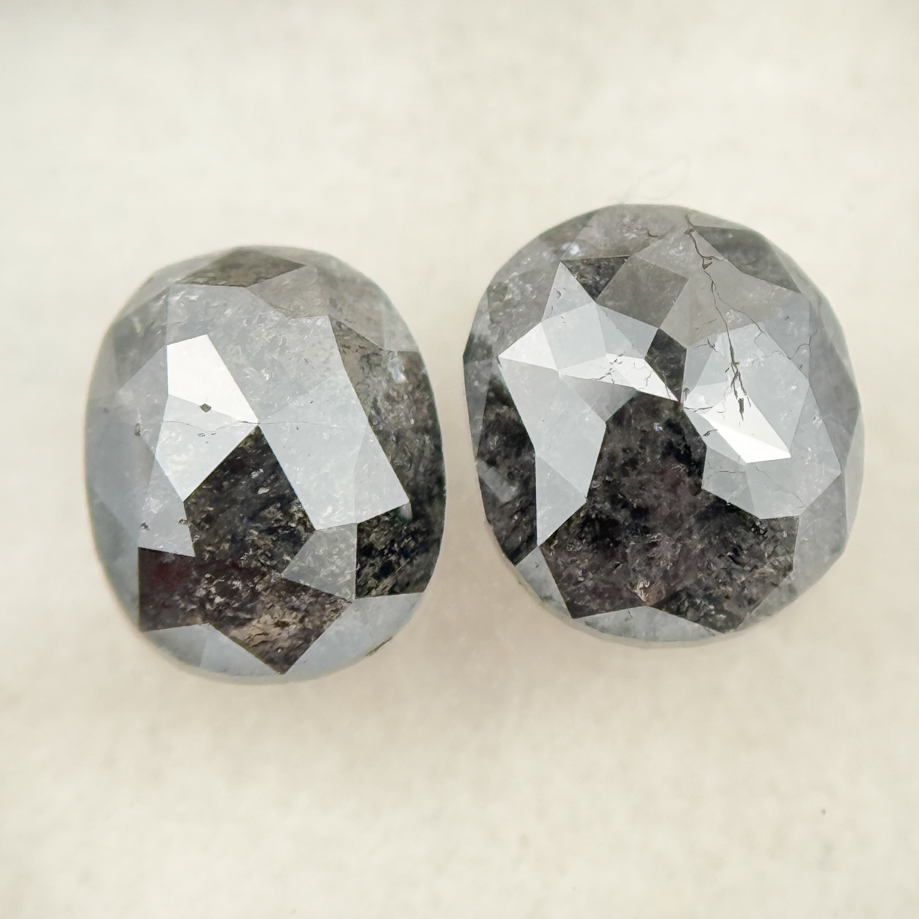 2.76 Ct Oval Rose Cut Grey Natural Salt and Pepper Diamond