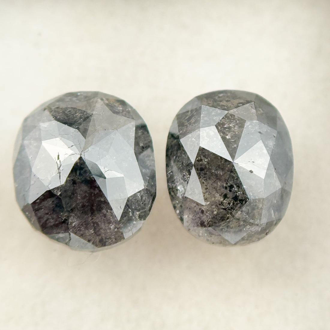 2.76 Ct Oval Rose Cut Grey Natural Salt and Pepper Diamond
