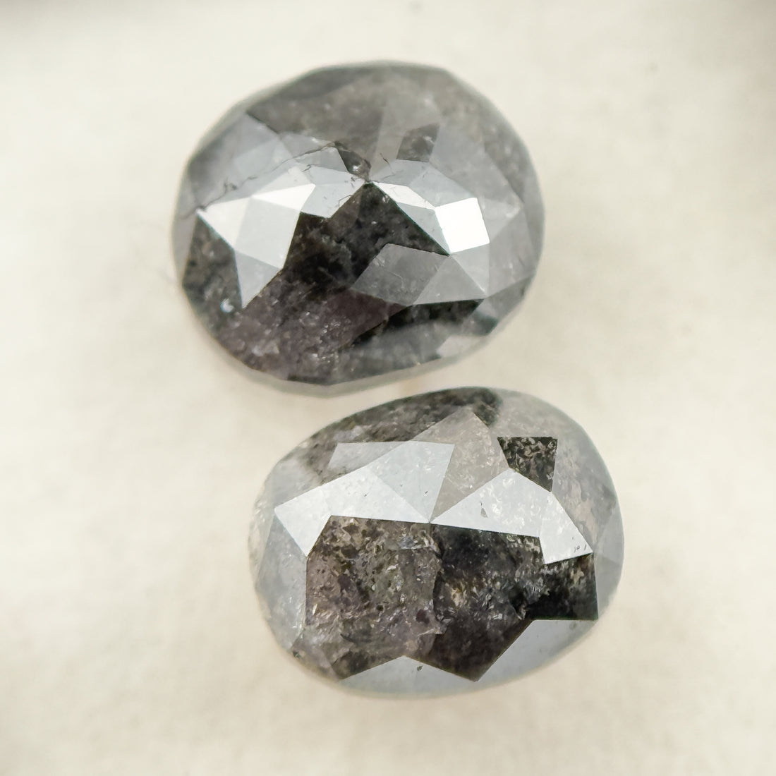 2.76 Ct Oval Rose Cut Grey Natural Salt and Pepper Diamond