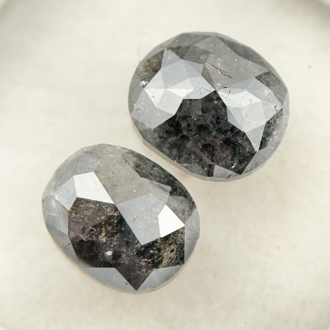 2.76 Ct Oval Rose Cut Grey Natural Salt and Pepper Diamond