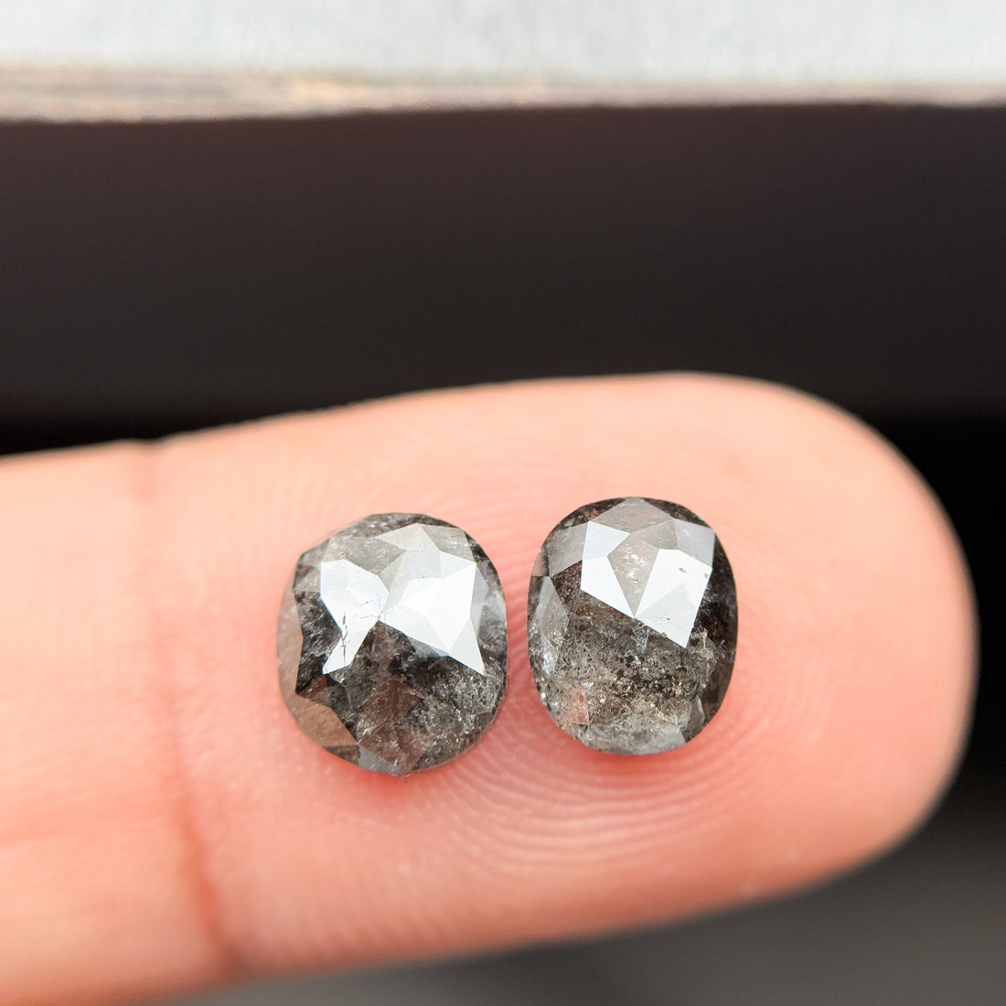 2.76 Ct Oval Rose Cut Grey Natural Salt and Pepper Diamond