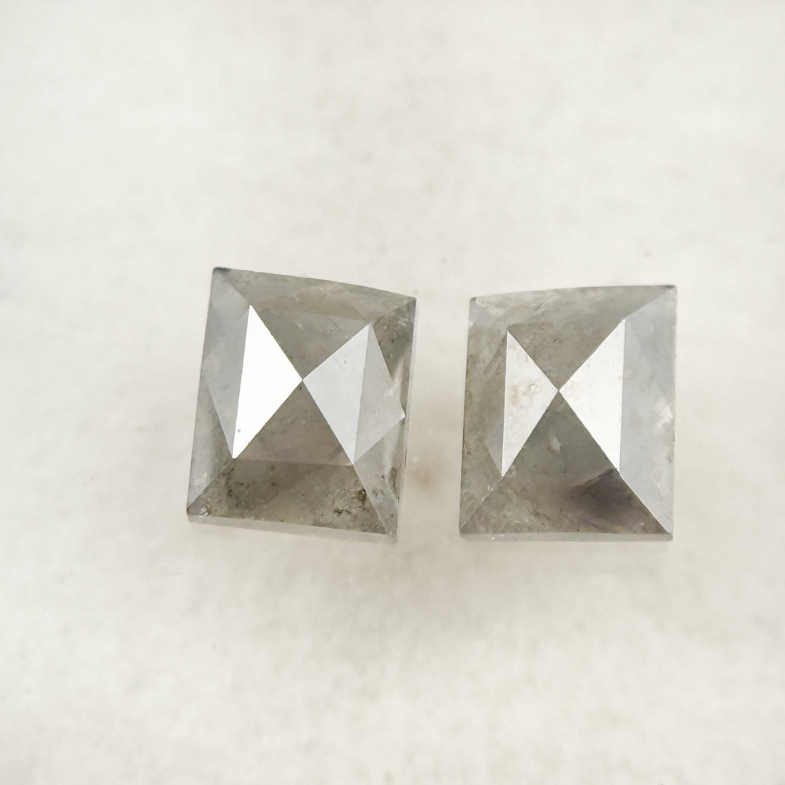 0.86 Ct Baguette Rose Cut Grey Natural Salt and Pepper Diamond