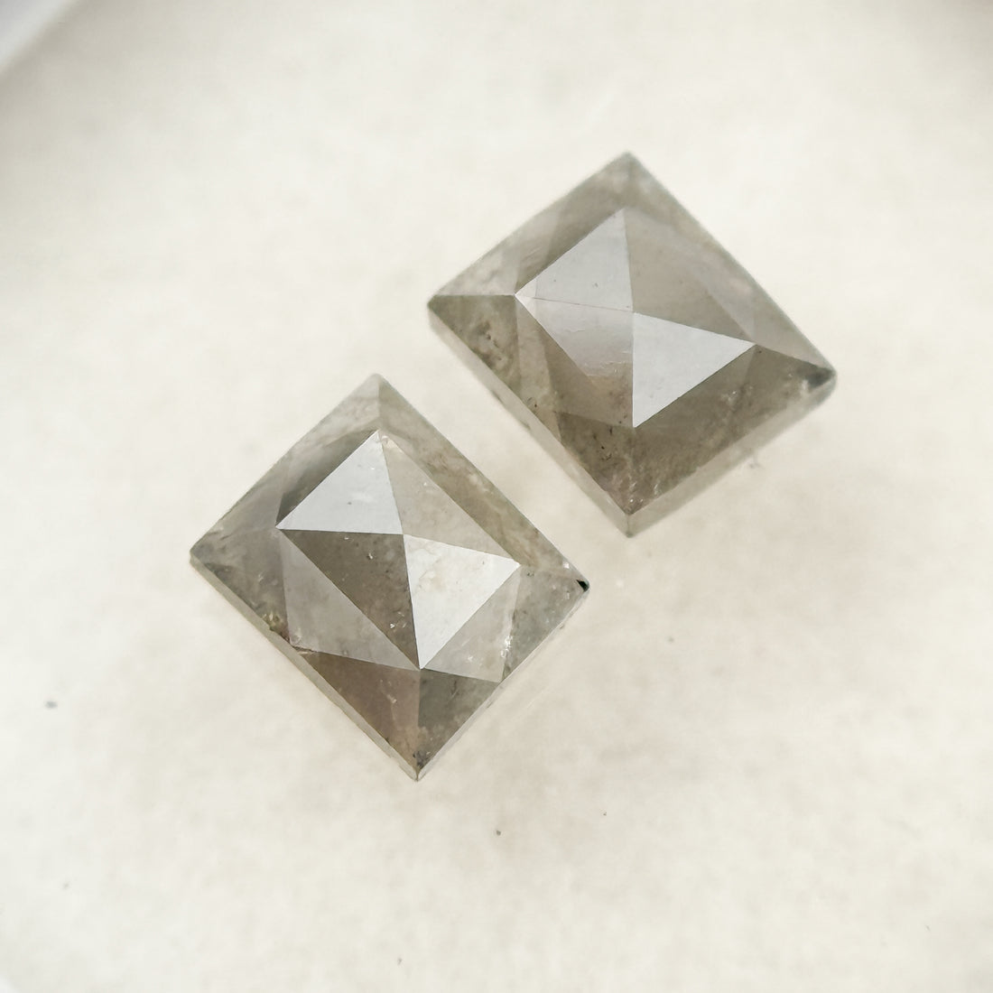 0.86 Ct Baguette Rose Cut Grey Natural Salt and Pepper Diamond