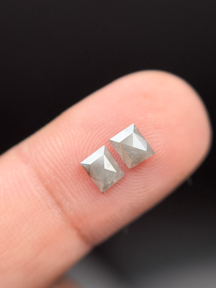0.86 Ct Baguette Rose Cut Grey Natural Salt and Pepper Diamond
