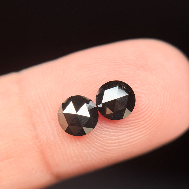 1.10 Ct Round Rose Cut Black Natural Minimal Diamond