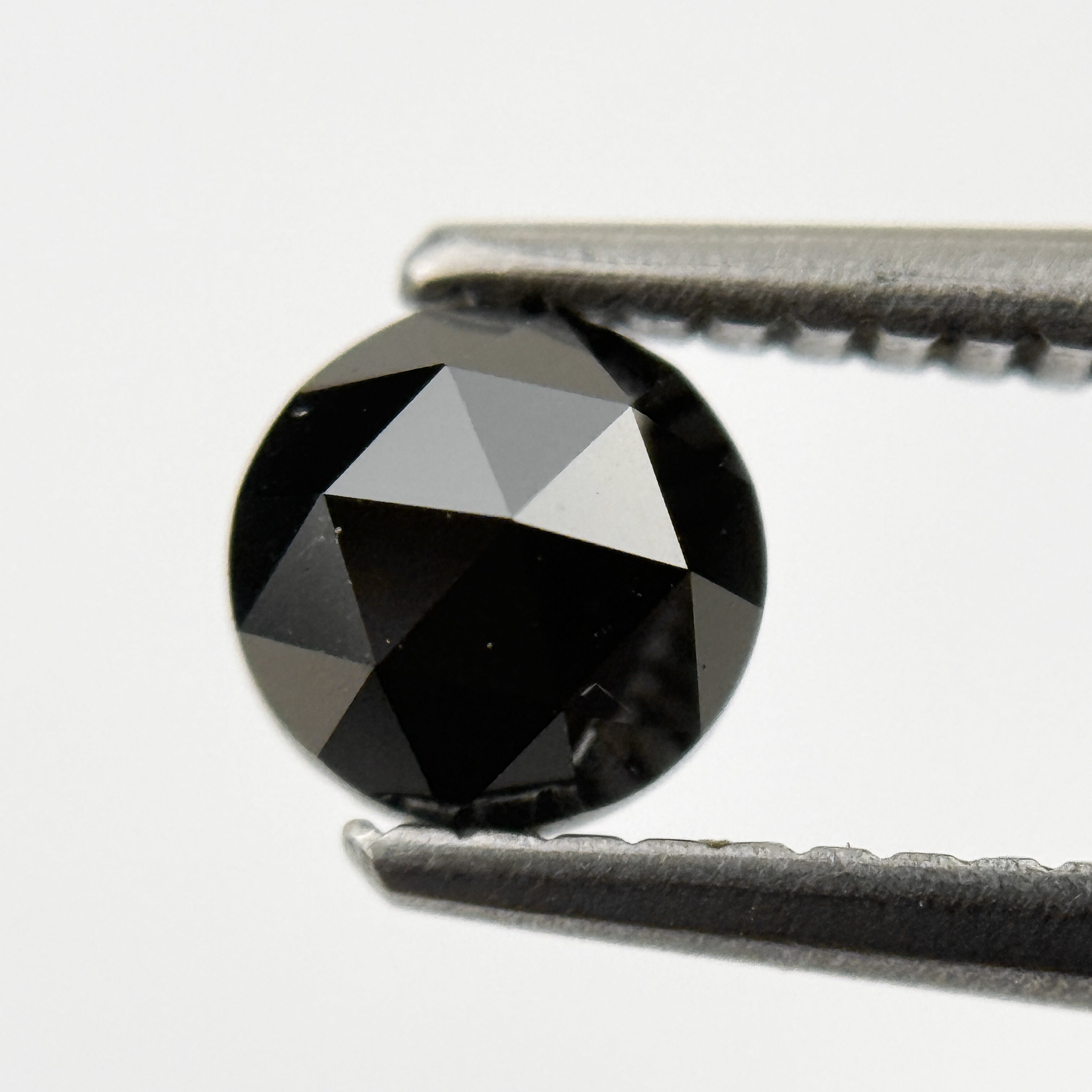 0.52 Ct Round Rose Cut Black Natural Salt and Pepper Diamond