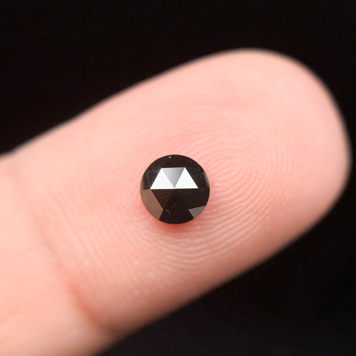 0.52 Ct Round Rose Cut Black Natural Salt and Pepper Diamond