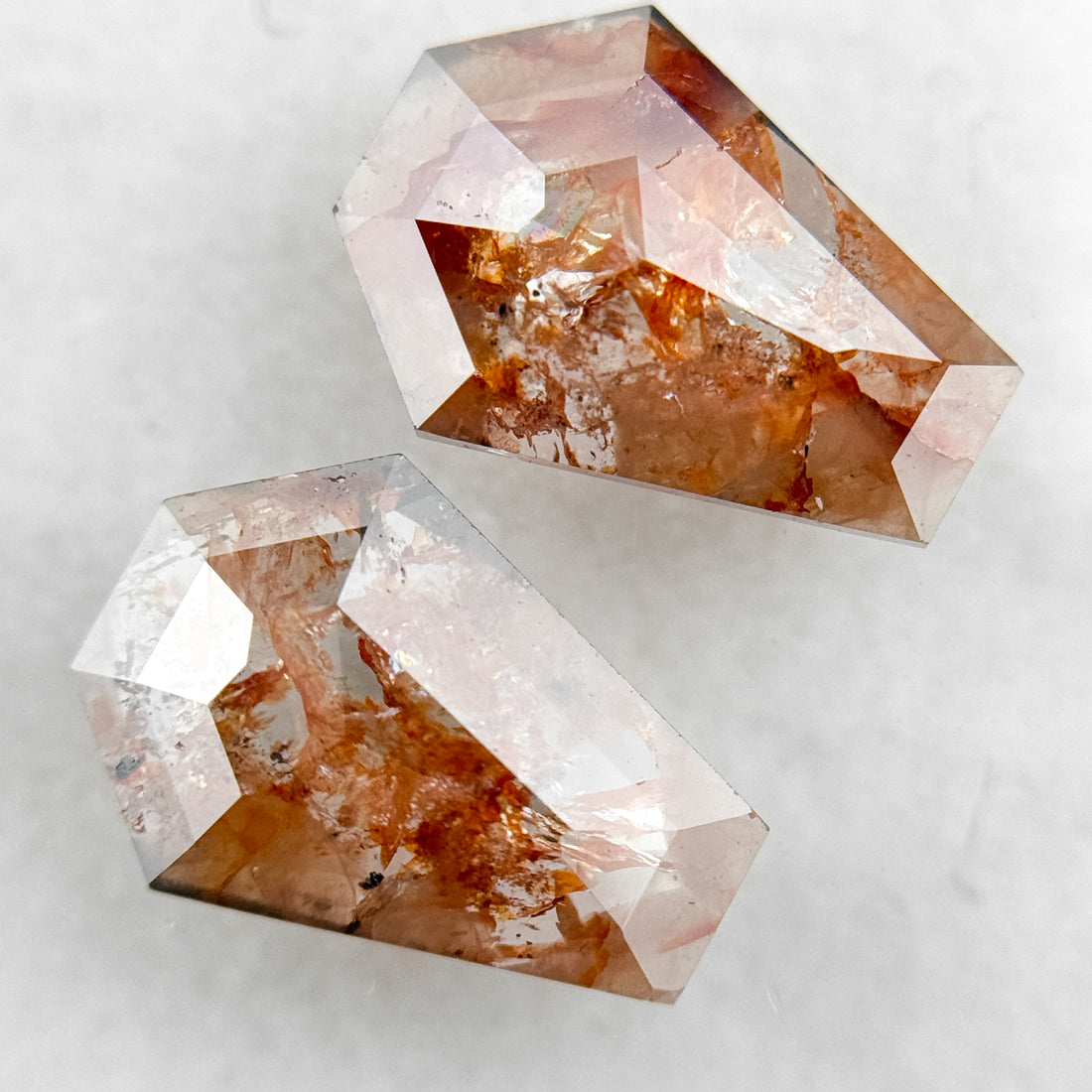 2.72 Ct Coffin Rose Cut Red Natural Galaxy Diamond Pair
