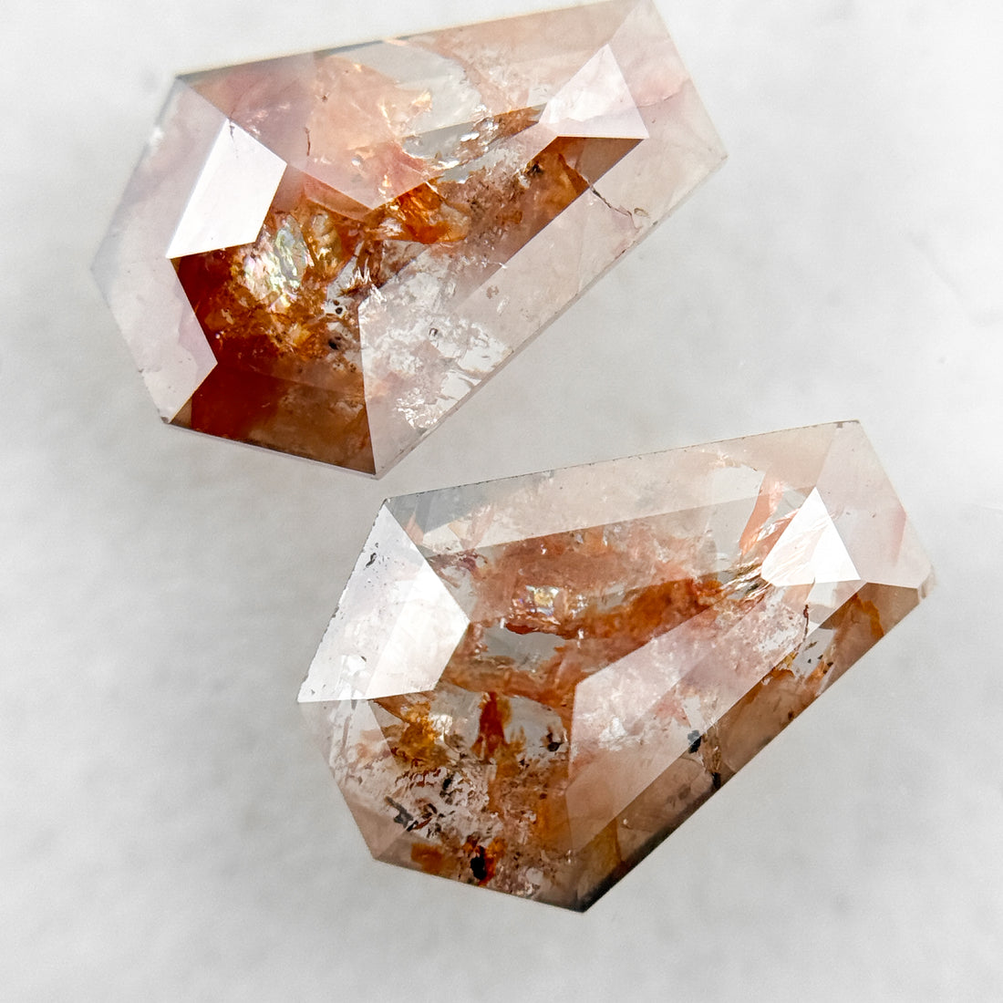 2.72 Ct Coffin Rose Cut Red Natural Galaxy Diamond Pair
