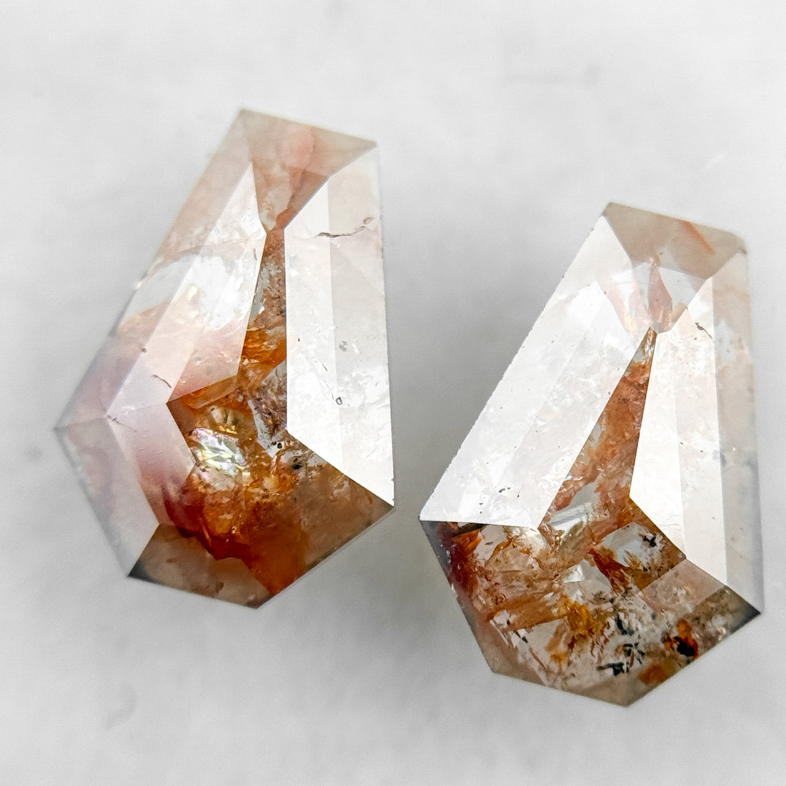 2.72 Ct Coffin Rose Cut Red Natural Galaxy Diamond Pair