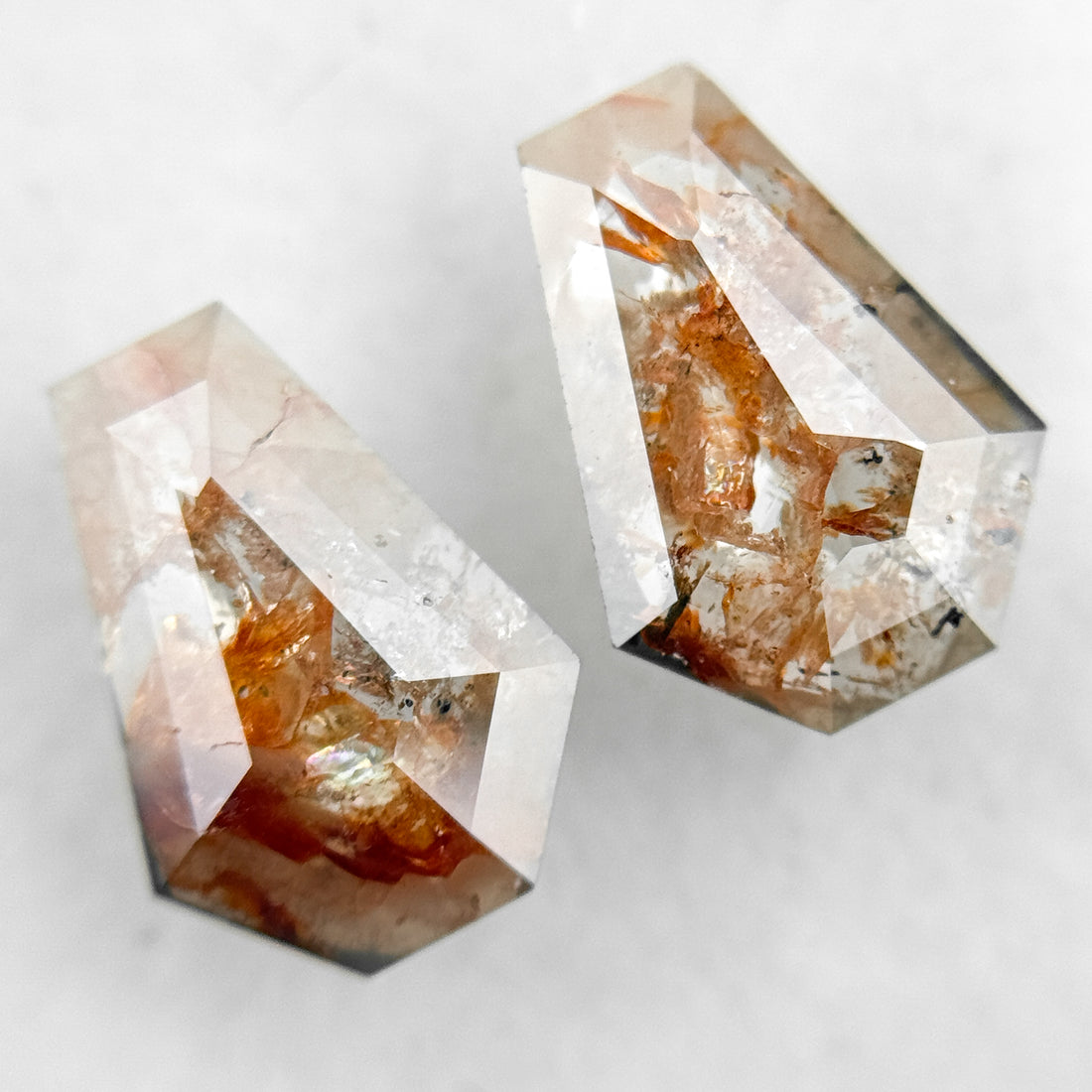 2.72 Ct Coffin Rose Cut Red Natural Galaxy Diamond Pair